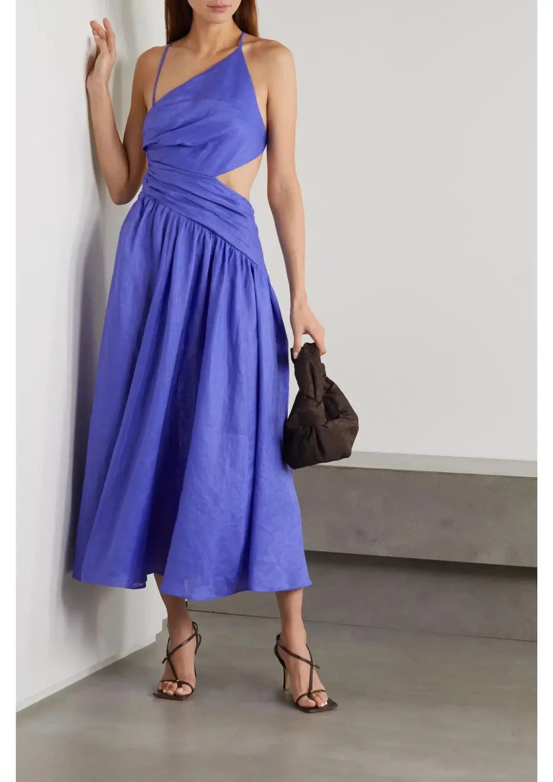 Zimmermann Tropicana Asymmetric Midi Dress Electric Blue Size UK 12 for rent on The Volte - main image