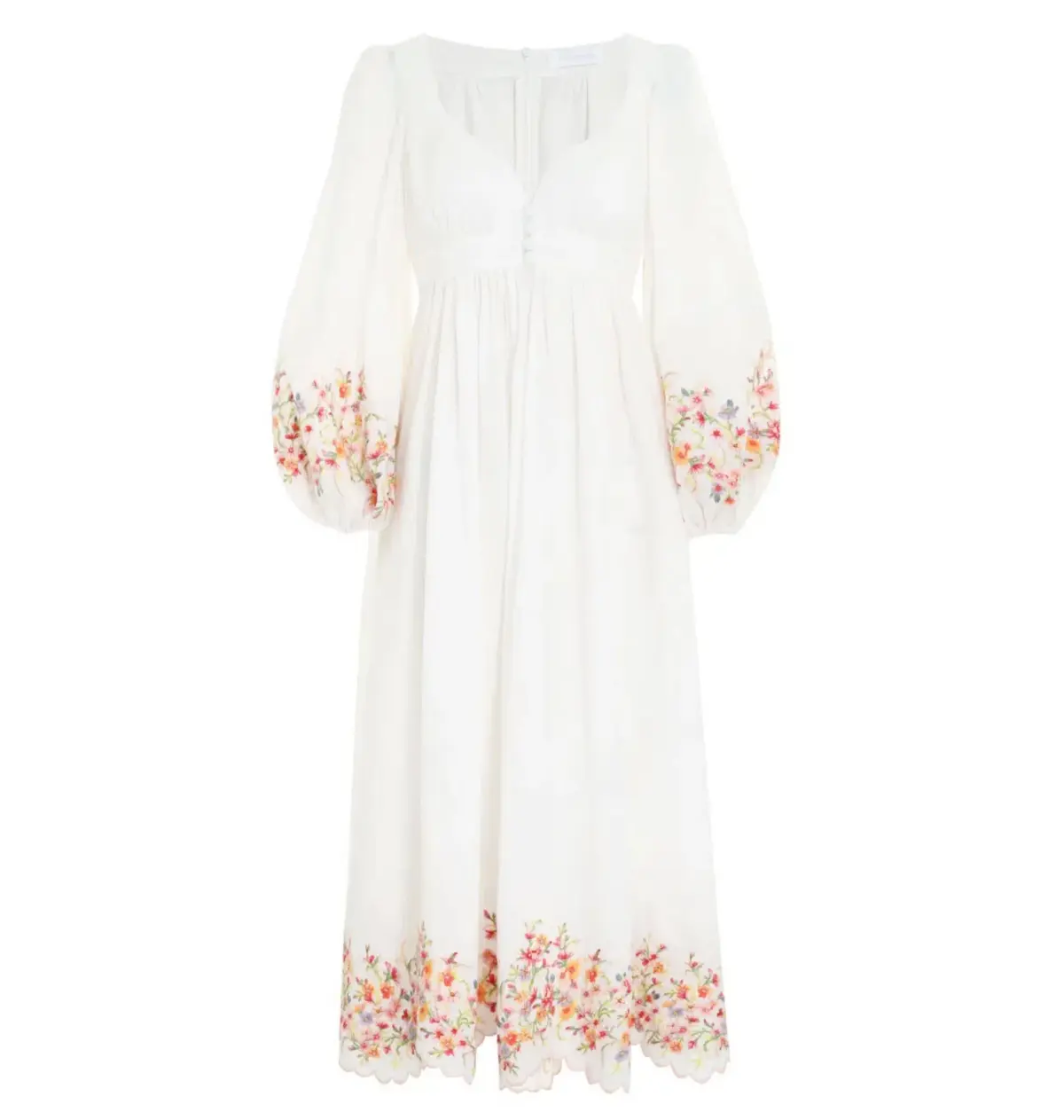 Zimmermann Mae Floral Embroidered Midi Dress White Floral Size 1 / UK 10 - Image 3