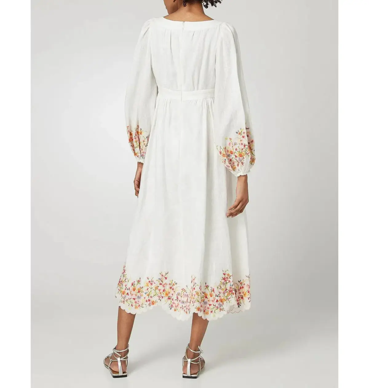 Zimmermann Mae Floral Embroidered Midi Dress White Floral Size 1 / UK 10 - Image 2