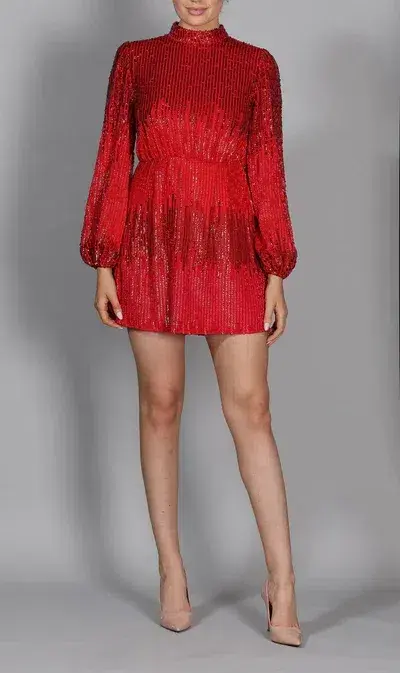 RIXO Samantha Mini Dress Red Size UK 12 - Image 1
