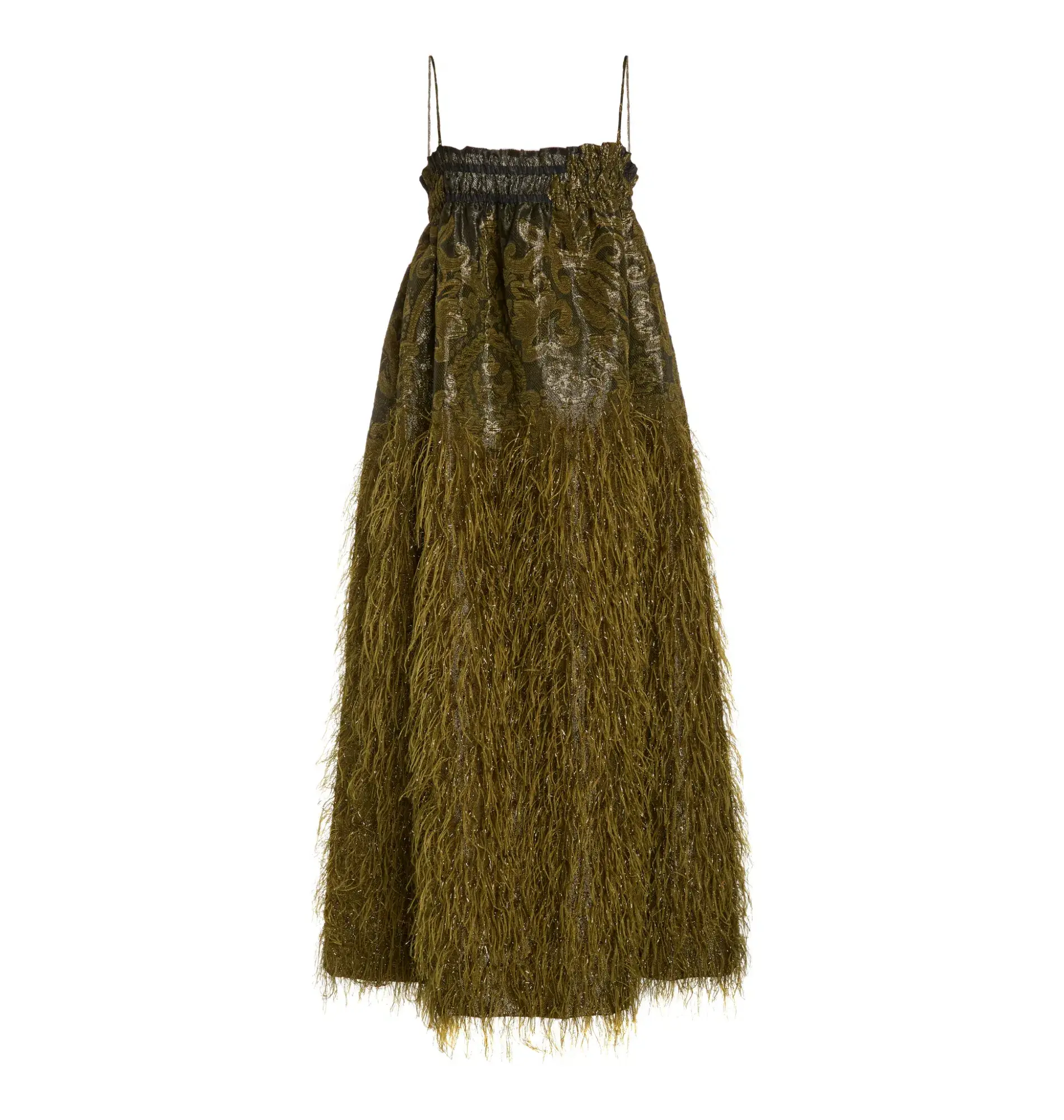 Ganni Feather Jacquard Midi Dress in Green Size UK 8 - Image 3
