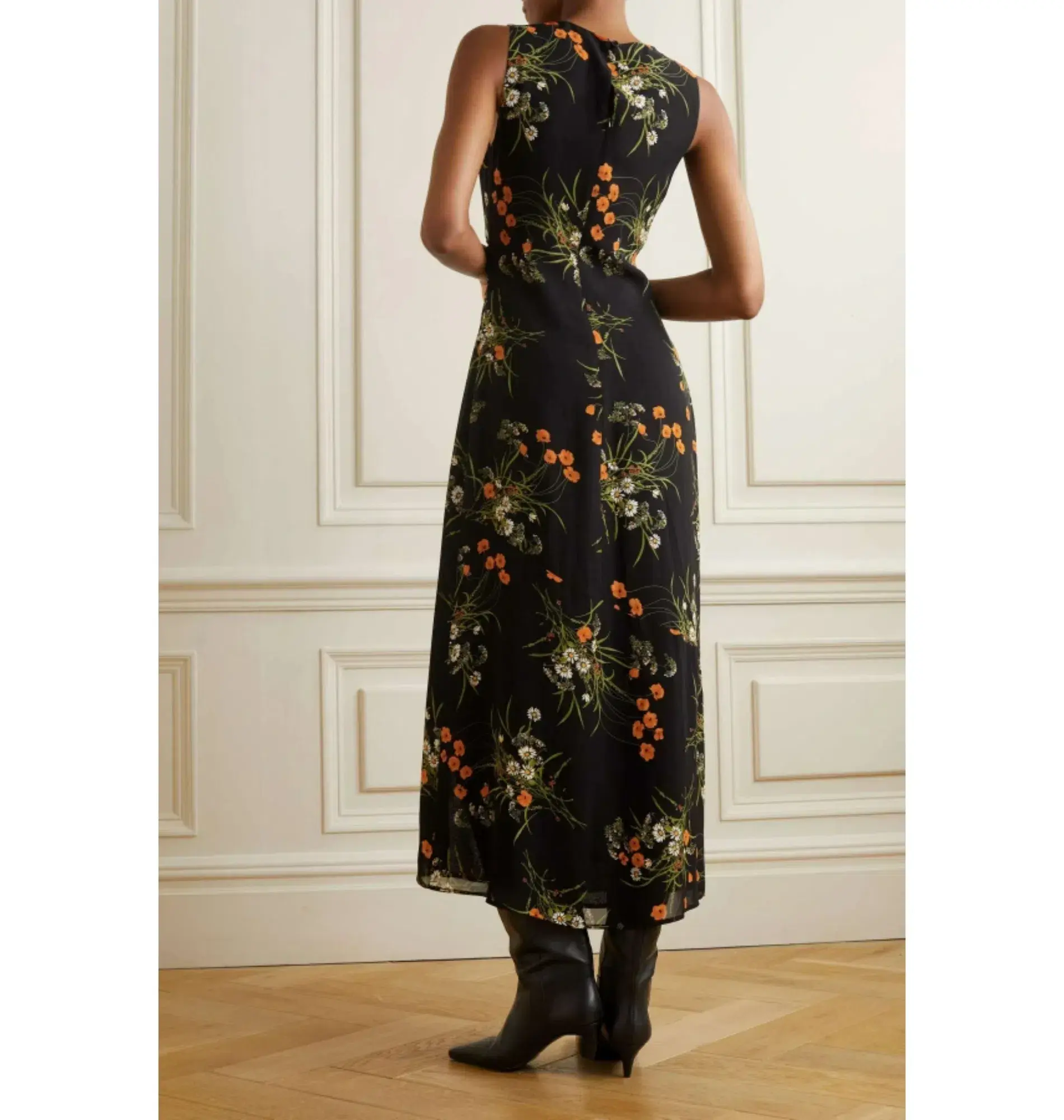 Reformation Ledger Floral Dress Black Floral Size UK 12 - Image 2