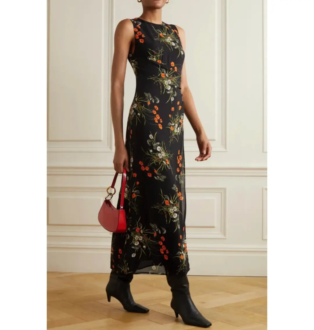 Reformation Ledger Floral Dress Black Floral Size UK 12 for rent on The Volte - main image