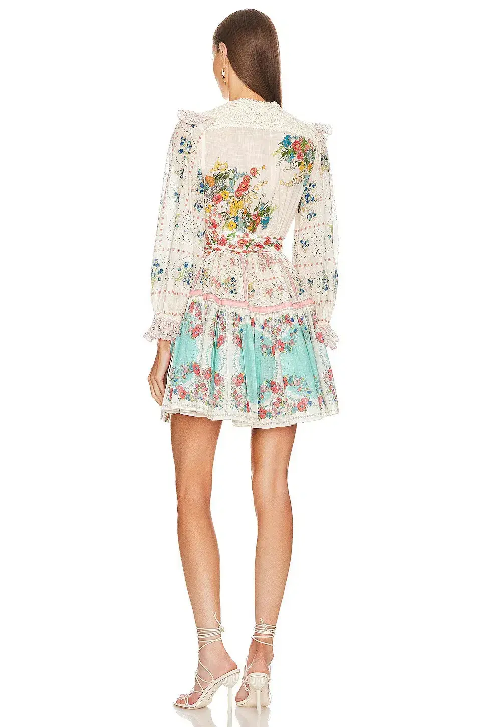 Zimmermann Clover Patched Wrap Lace Mini Dress Patch Painted Floral Size 12 - Image 3