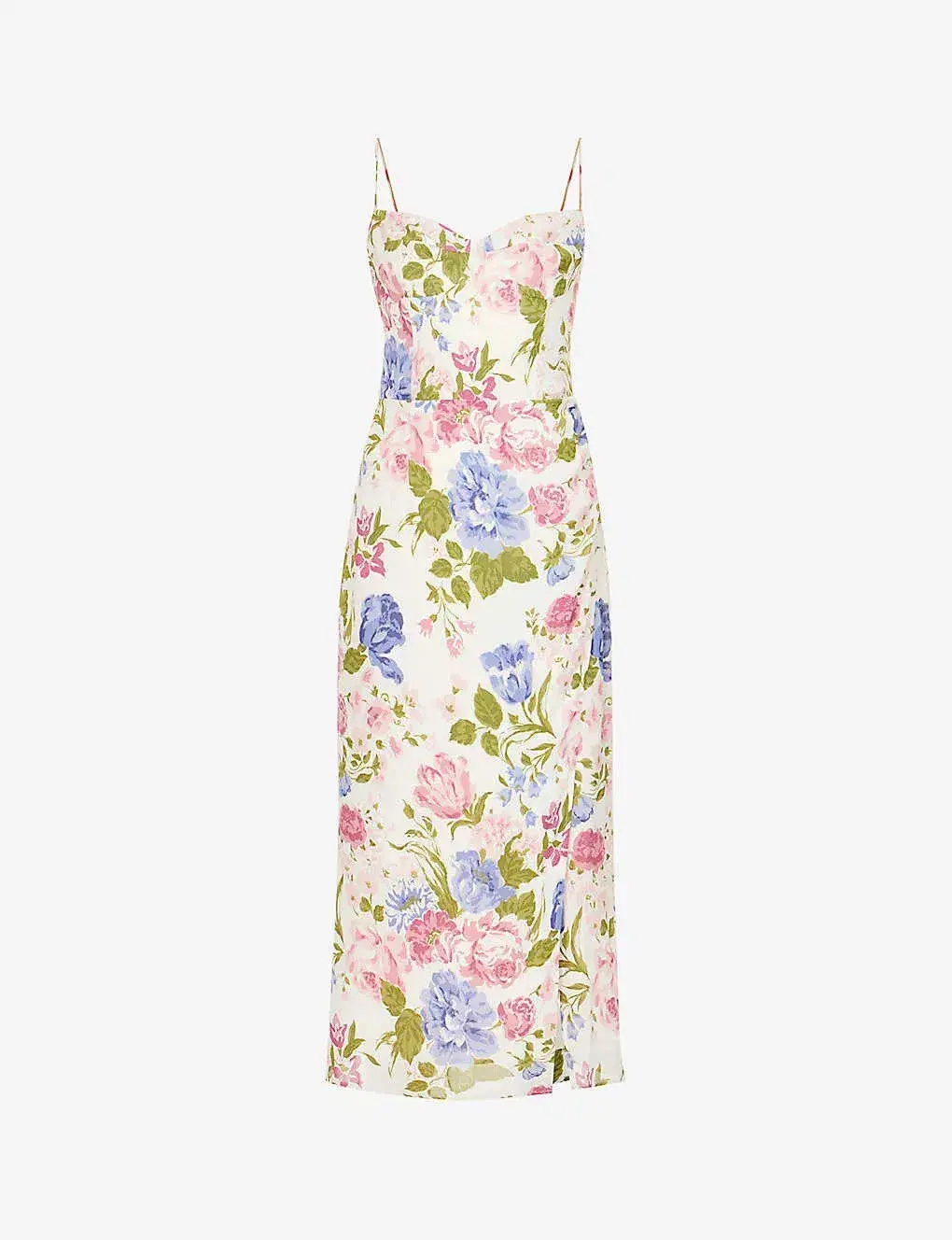 Reformation Kourtney Midi Dress White Floral Print Size UK 12 - Image 6