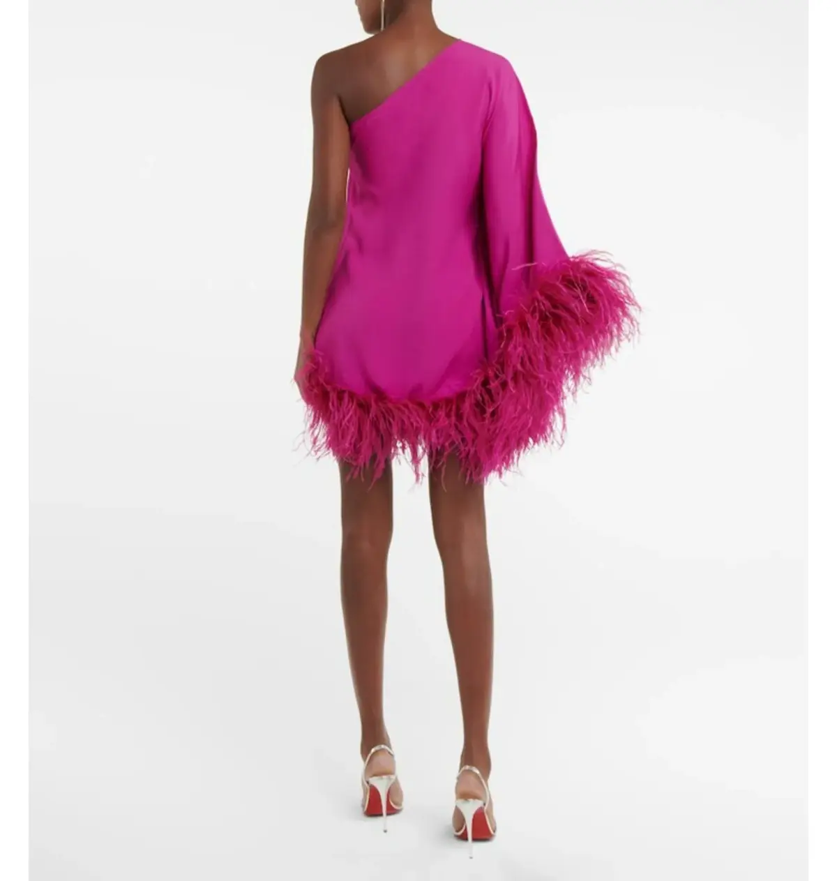 Taller Marmo Piccolo Ubud Feather Mini Dress in Pink Size UK 12 - Image 4
