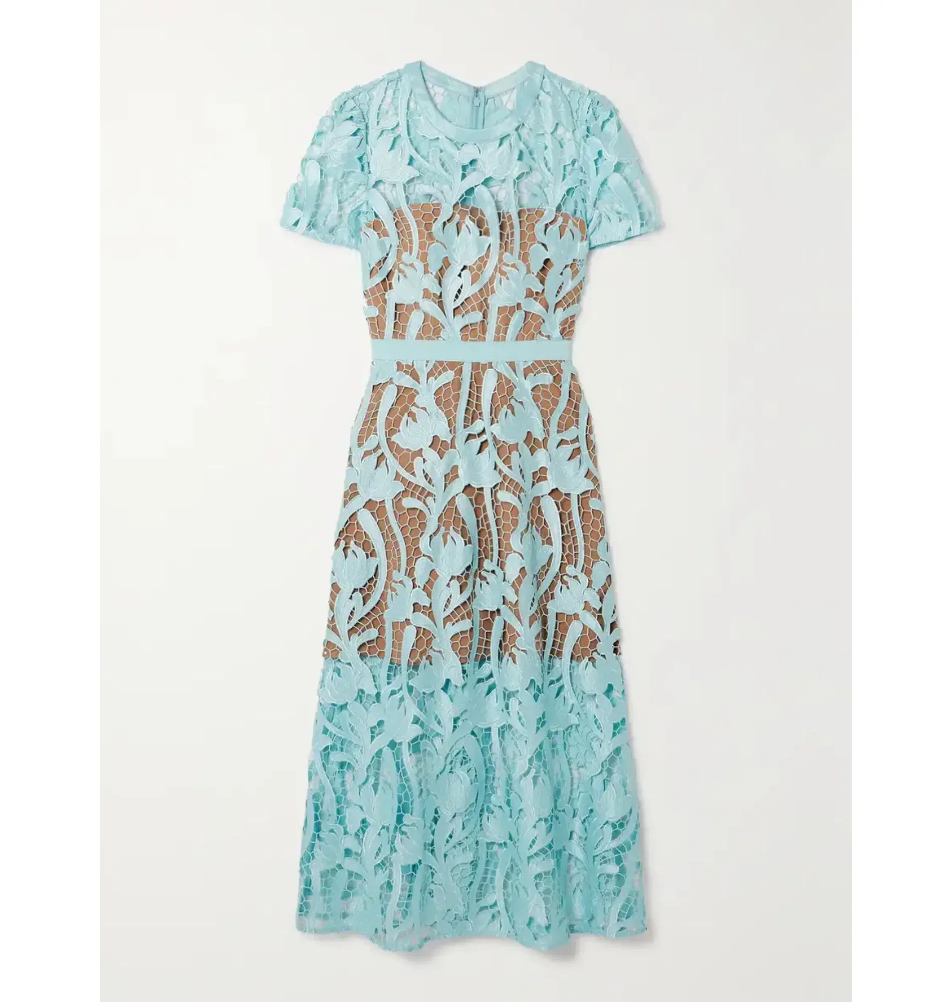 Self-portrait Grosgrain Guipure Lace Midi Dress Blue Size UK 12 - Image 3