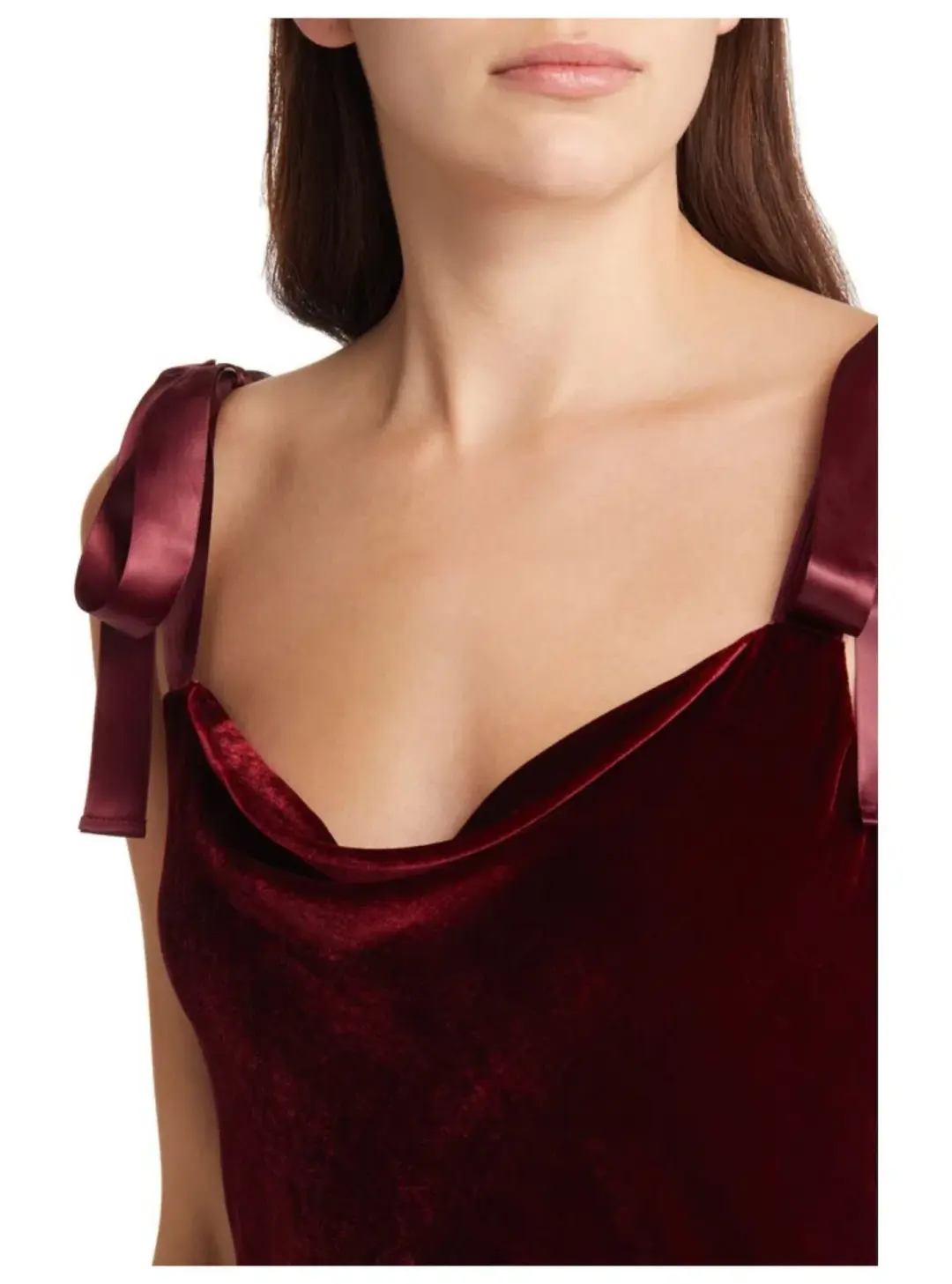 Reformation Nya Velvet Dress Burgundy Size M / UK 10 for rent on The Volte - main image