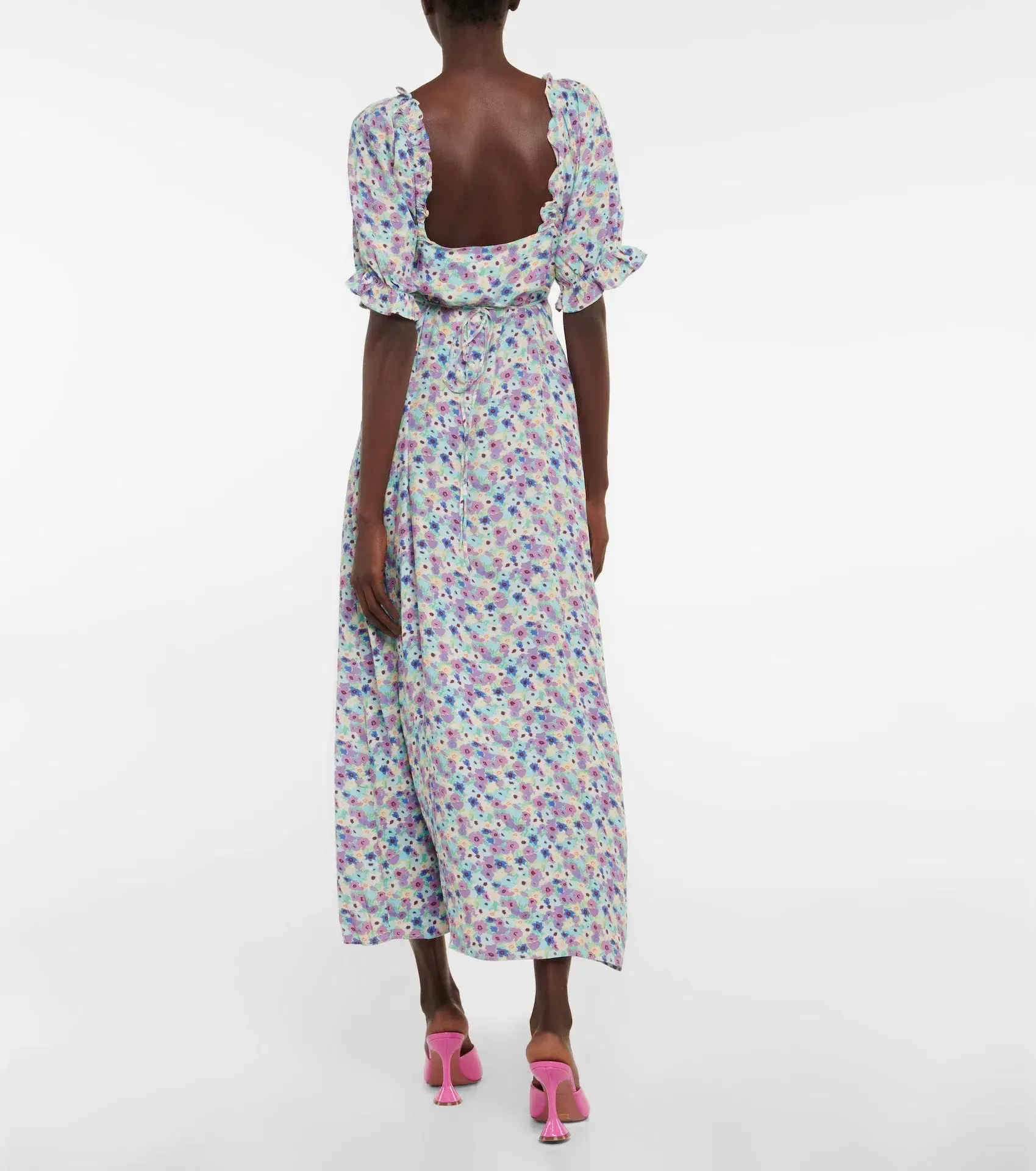 Rixo Montenegro Midi Dress Lilac Ink Floral Size M / UK 12 - Image 3