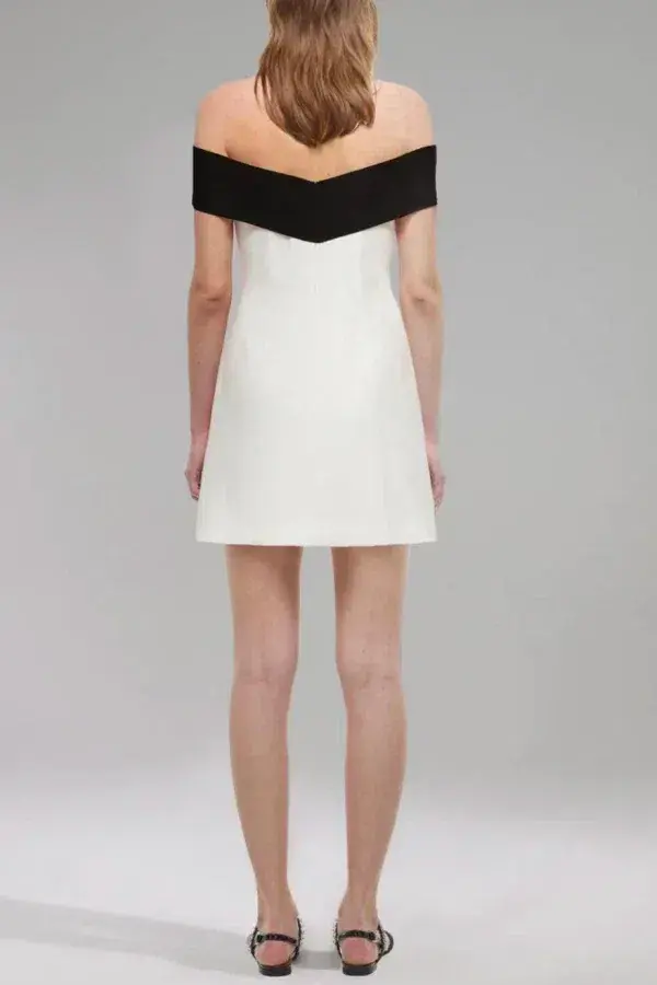 Self-Portrait Black and White Bow Dress Size UK 10 - Image 3