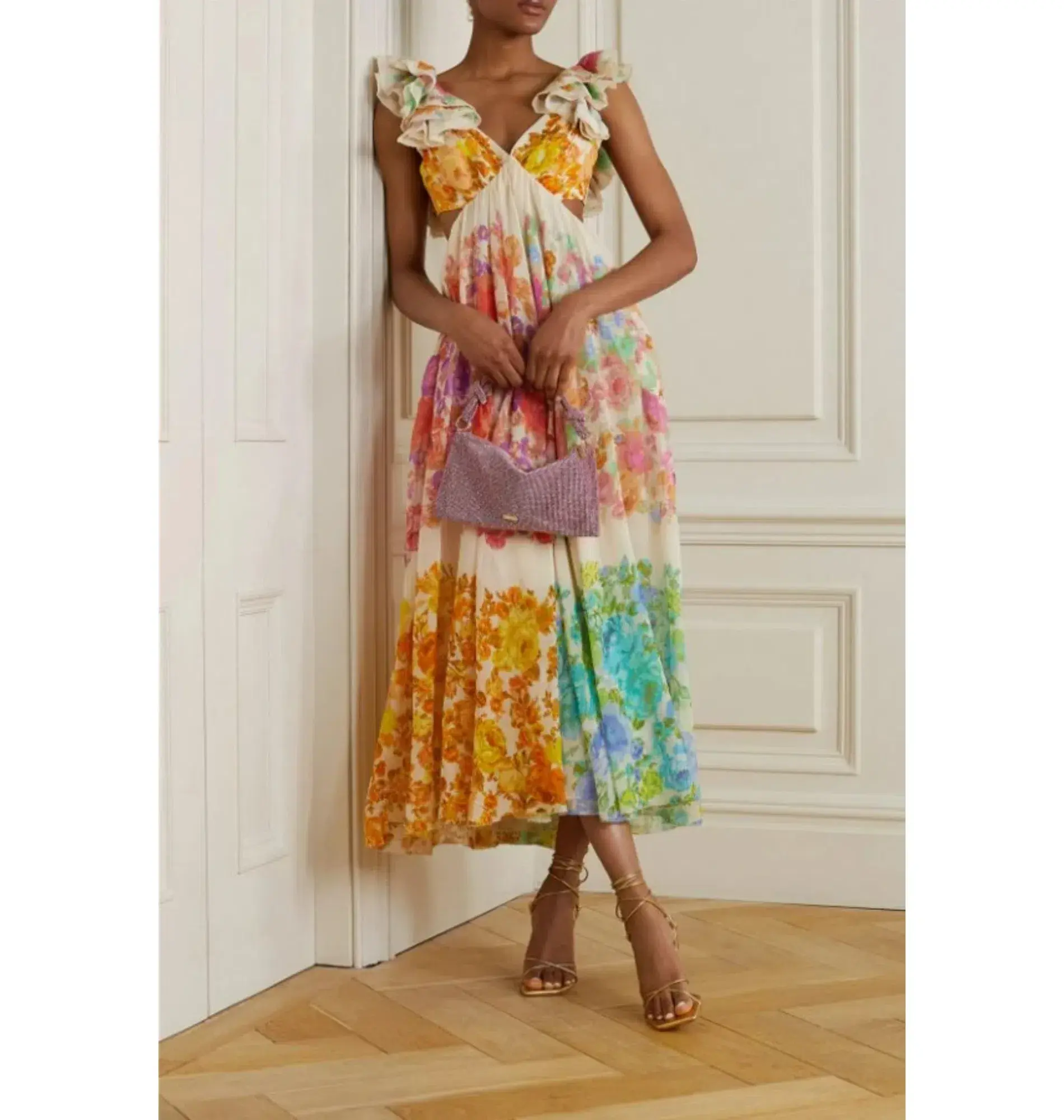 Zimmermann Raie Cut Out Dress Multi Size UK 12 - Image 1