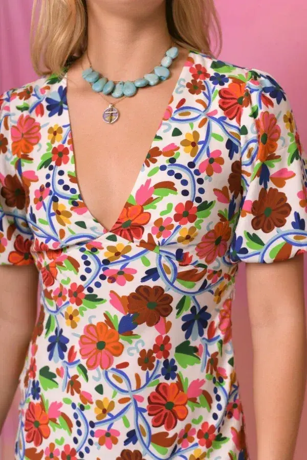 RIXO Steph Midi Dress Floral Size UK 10 - Image 3