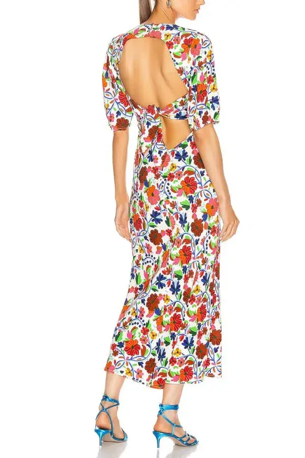 RIXO Steph Midi Dress Floral Size UK 10 - Image 2