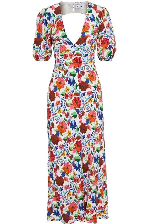 RIXO Steph Midi Dress Floral Size UK 10 - Image 4