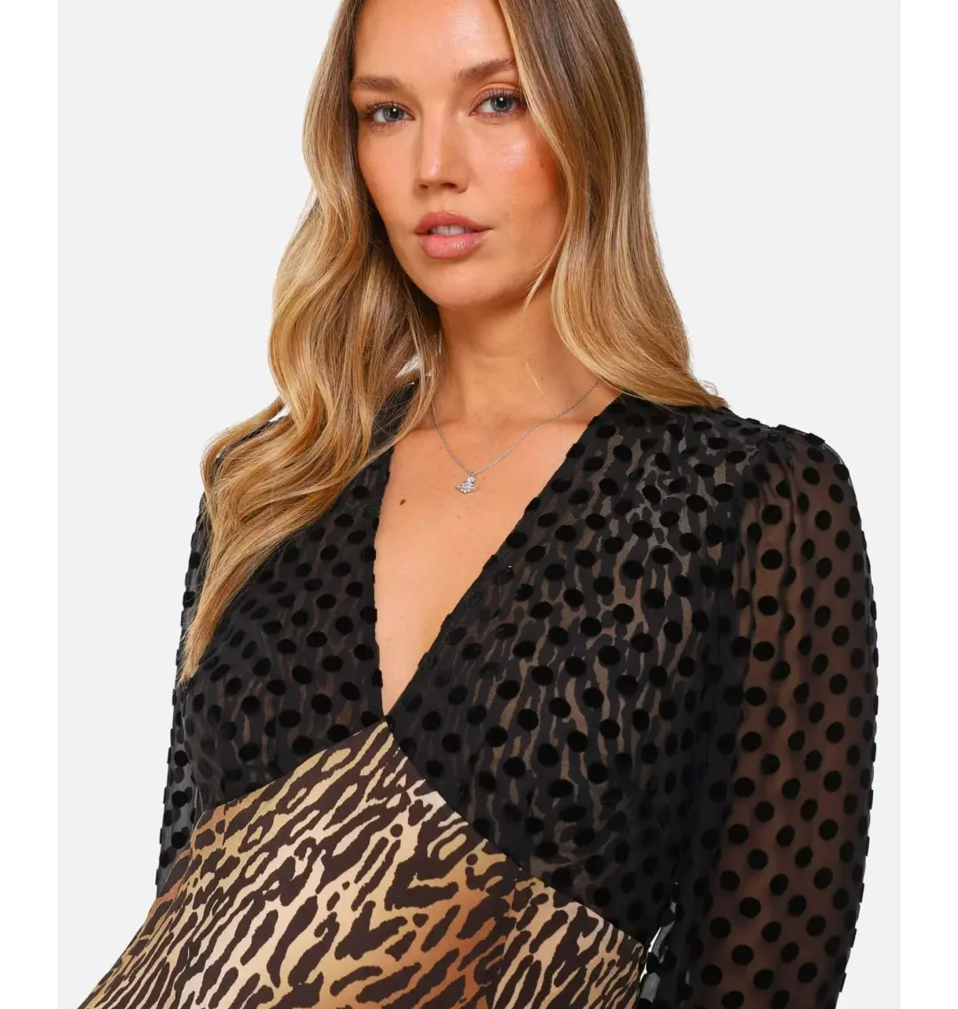 Rixo Melanie Leopard Midi Dress Leopard Print Size UK 12 for rent on The Volte - main image