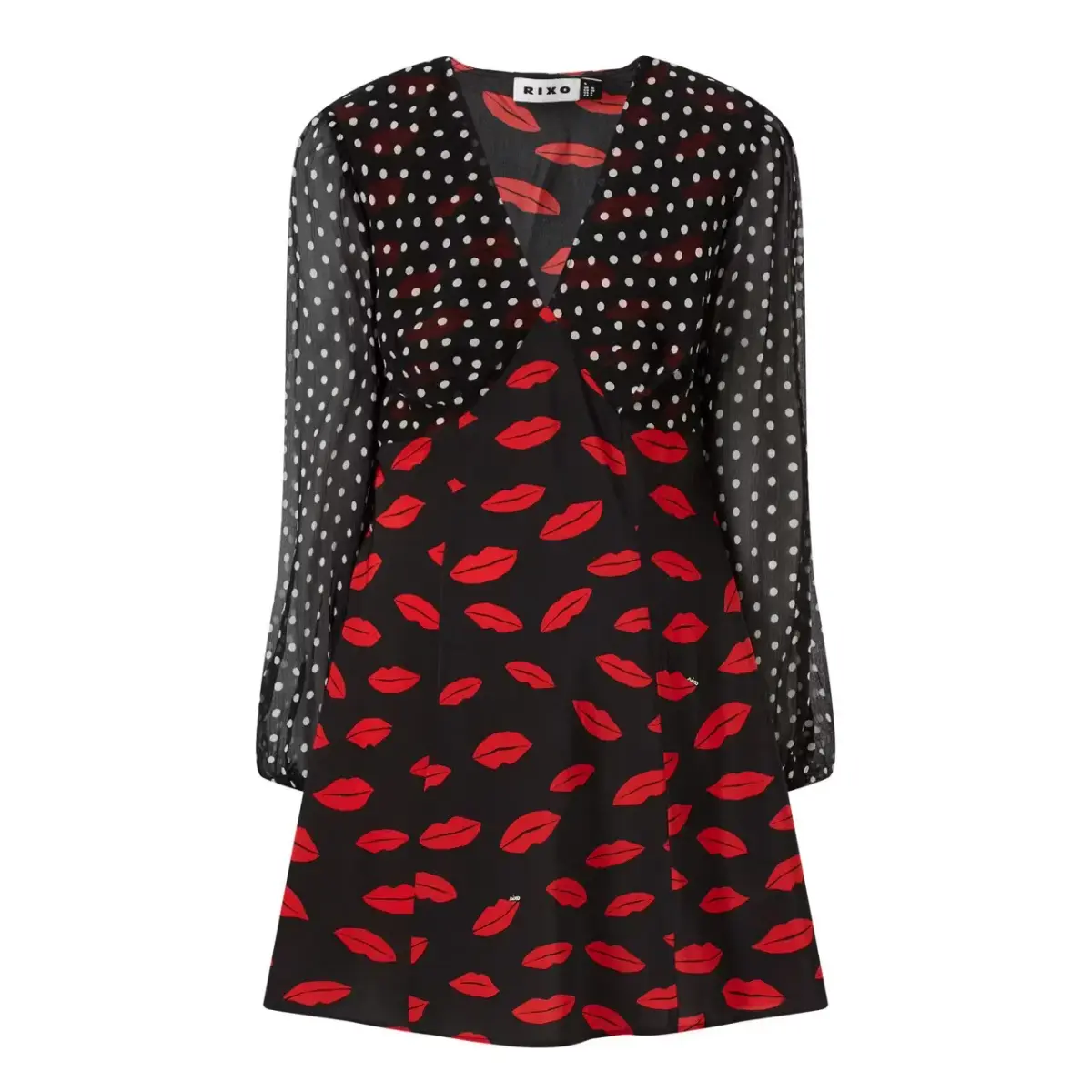 Rixo Lia Lip Mini Dress Kiss Print Size S / UK 10 - Image 6