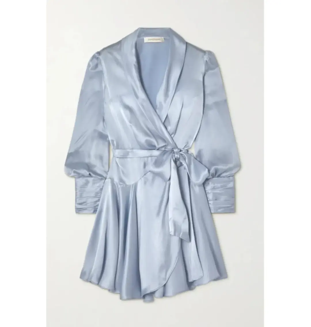 Zimmermann Silk Wrap Dress Ice Blue Size 2 / UK 12 for rent on The Volte - main image