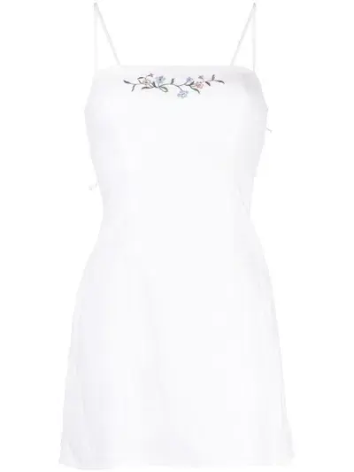 Reformation Tovianna Linen Mini Dress White Size UK 12 - Image 3