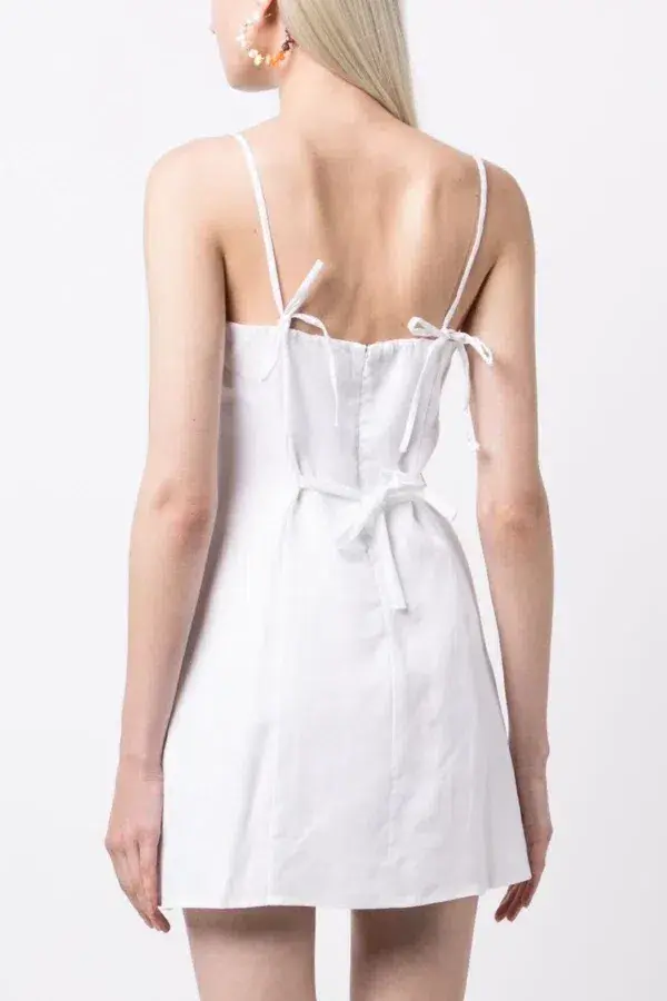 Reformation Tovianna Linen Mini Dress White Size UK 12 - Image 2