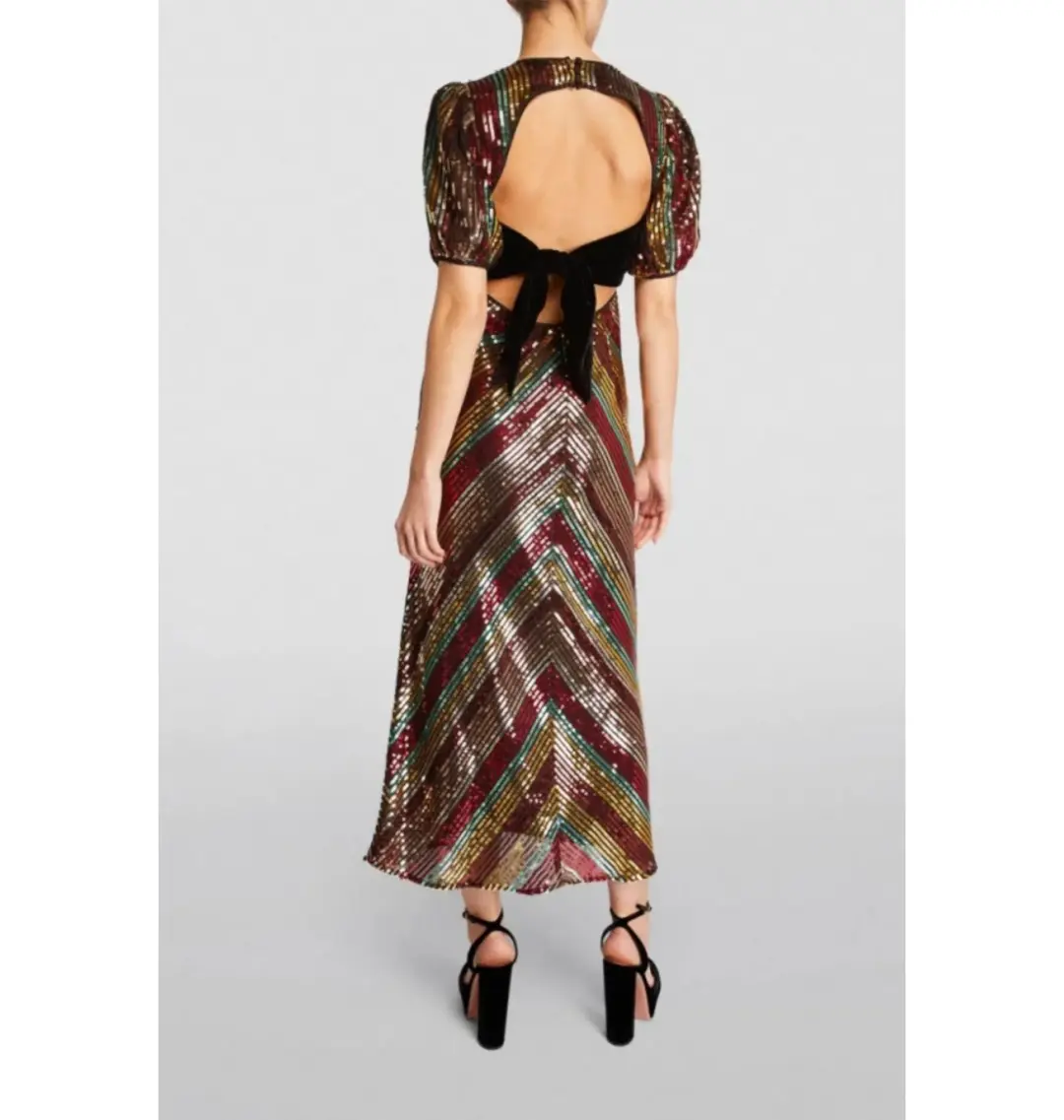 Rixo Daisy Sequin Dress Multi Size UK 12 for rent on The Volte - main image