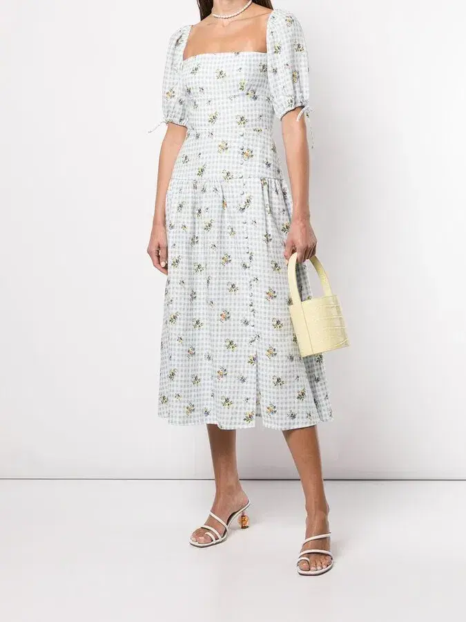 Reformation Melony Linen Midi Dress Floral Size UK 12 - Image 4