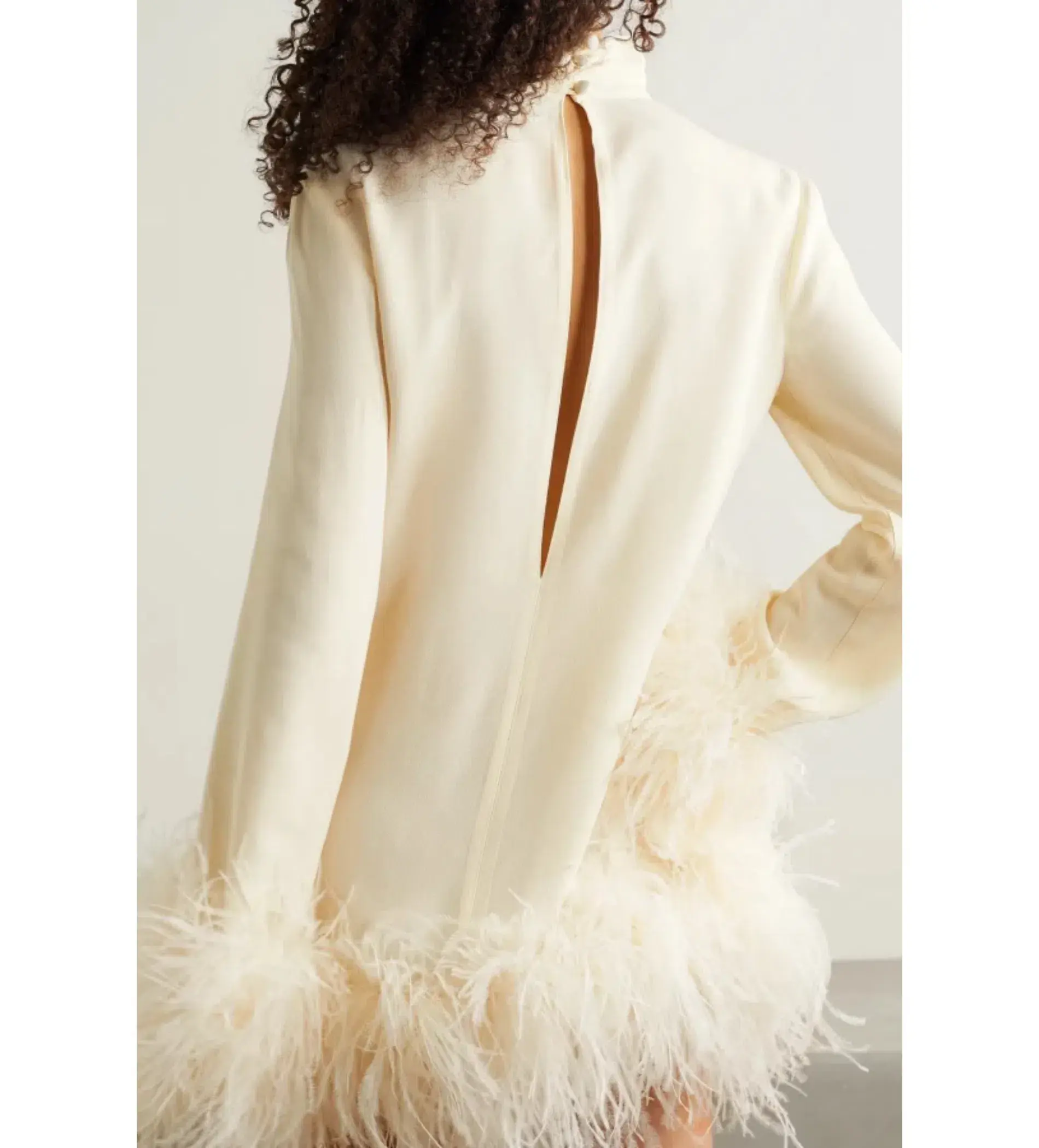 Taller Marmo Gina feather Mini Dress Ivory Size 8 - Image 3