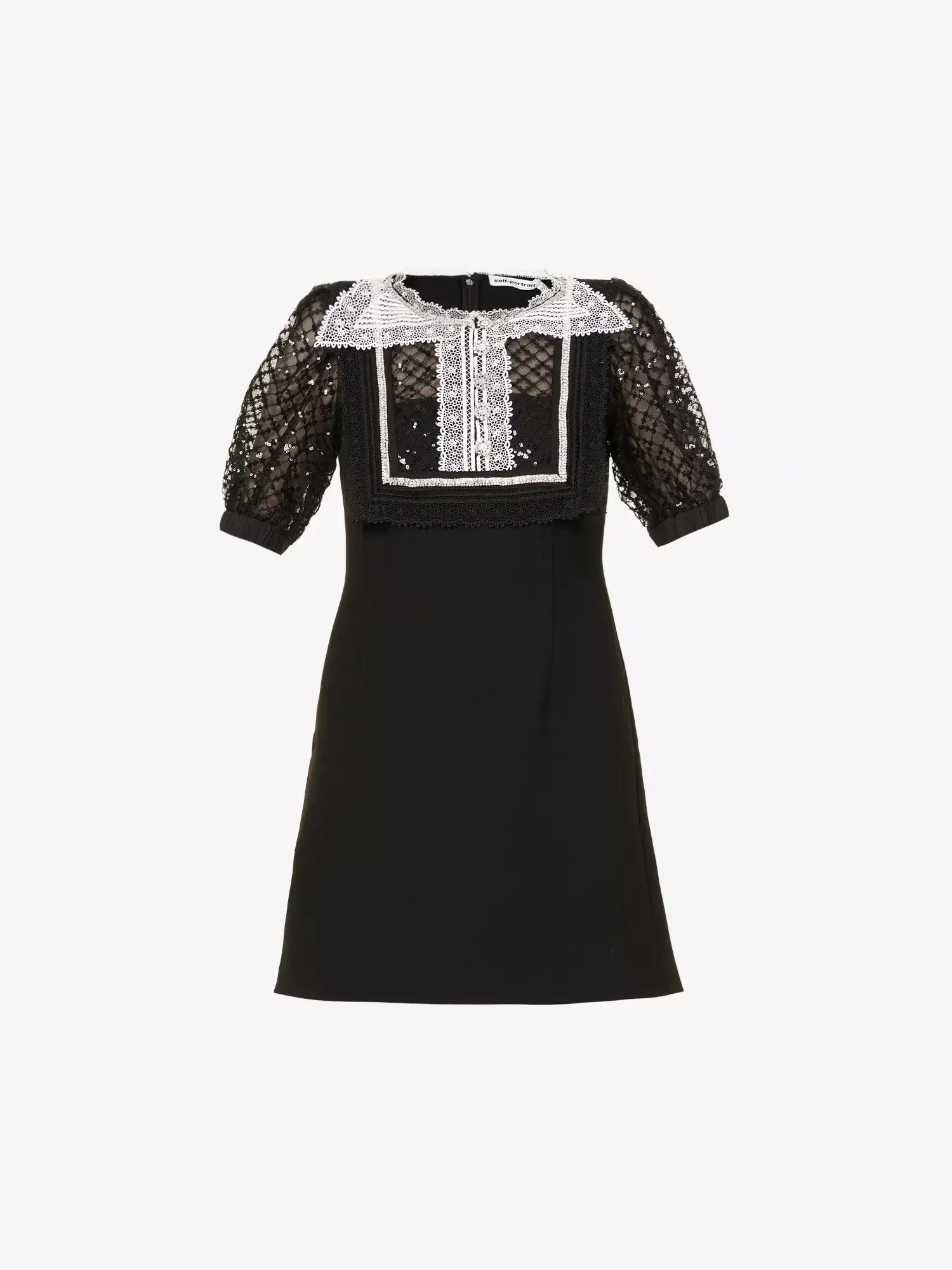Self Portrait Diamante Bib Front Collared Mini Dress Black Size UK 12 - Image 5