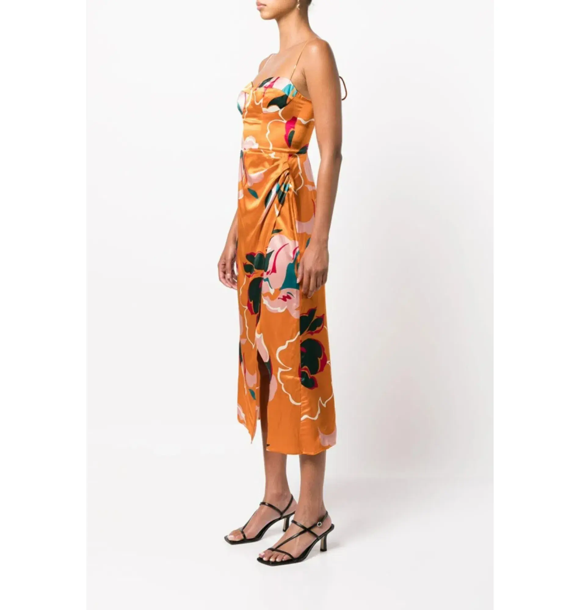 Reformation Marguerite Flambe dress Orange Floral Size UK 12 - Image 2
