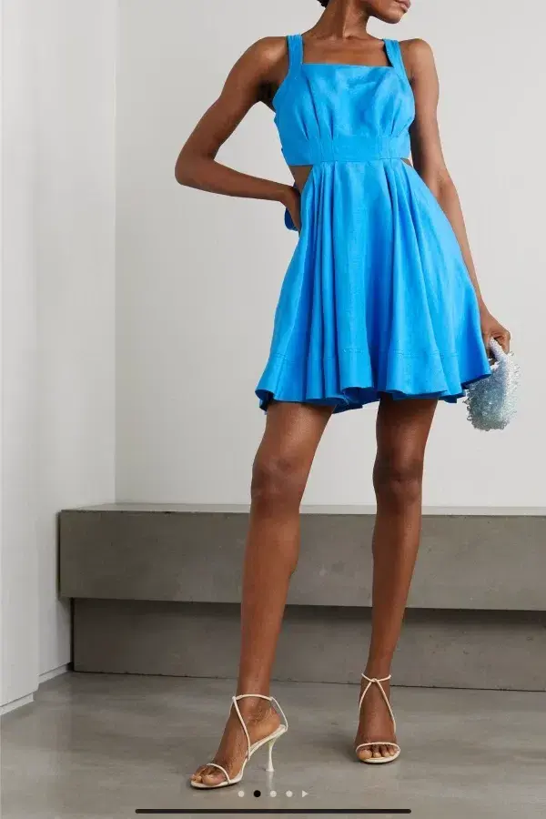 Aje Rent Clara Tie Back Mini Dress Blue Size UK 12 - Image 1