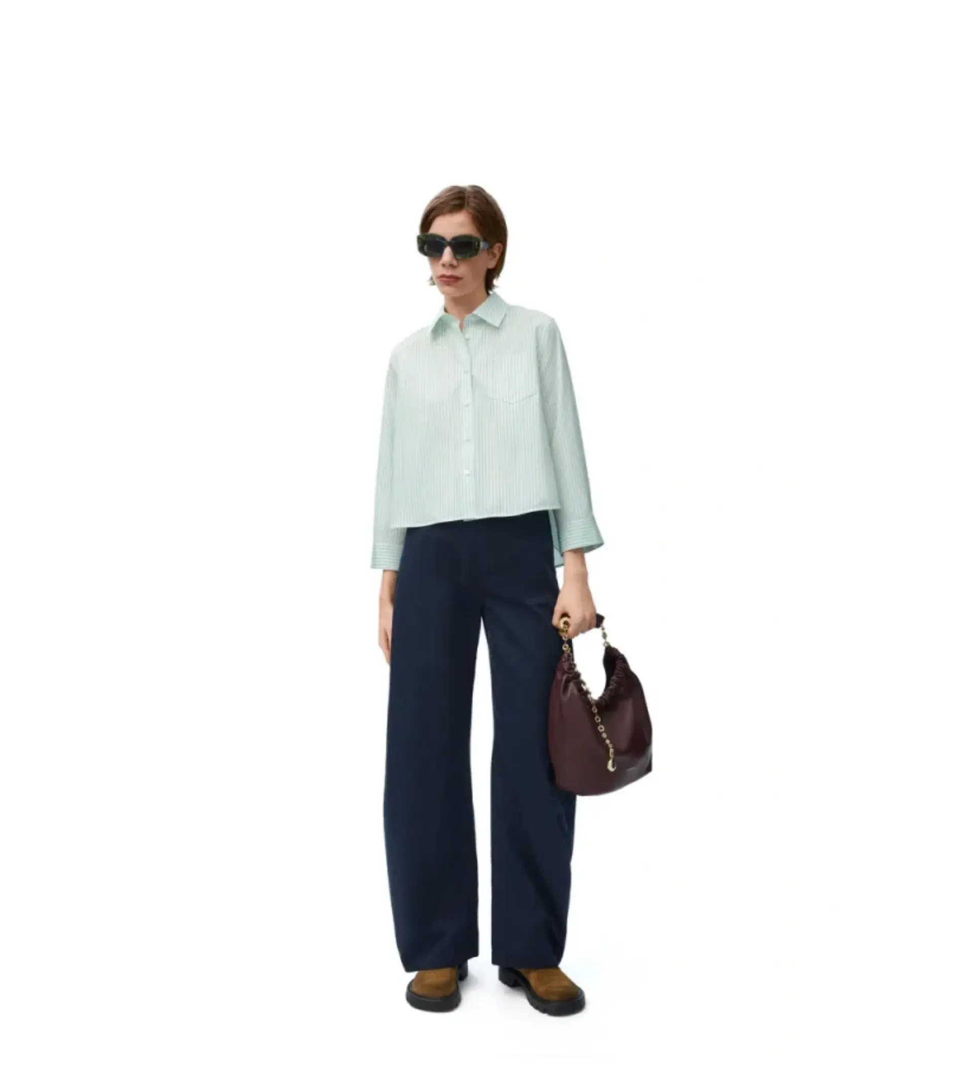 Loewe Trapeze Shirt Green/White Stripe Size 10 - Image 4