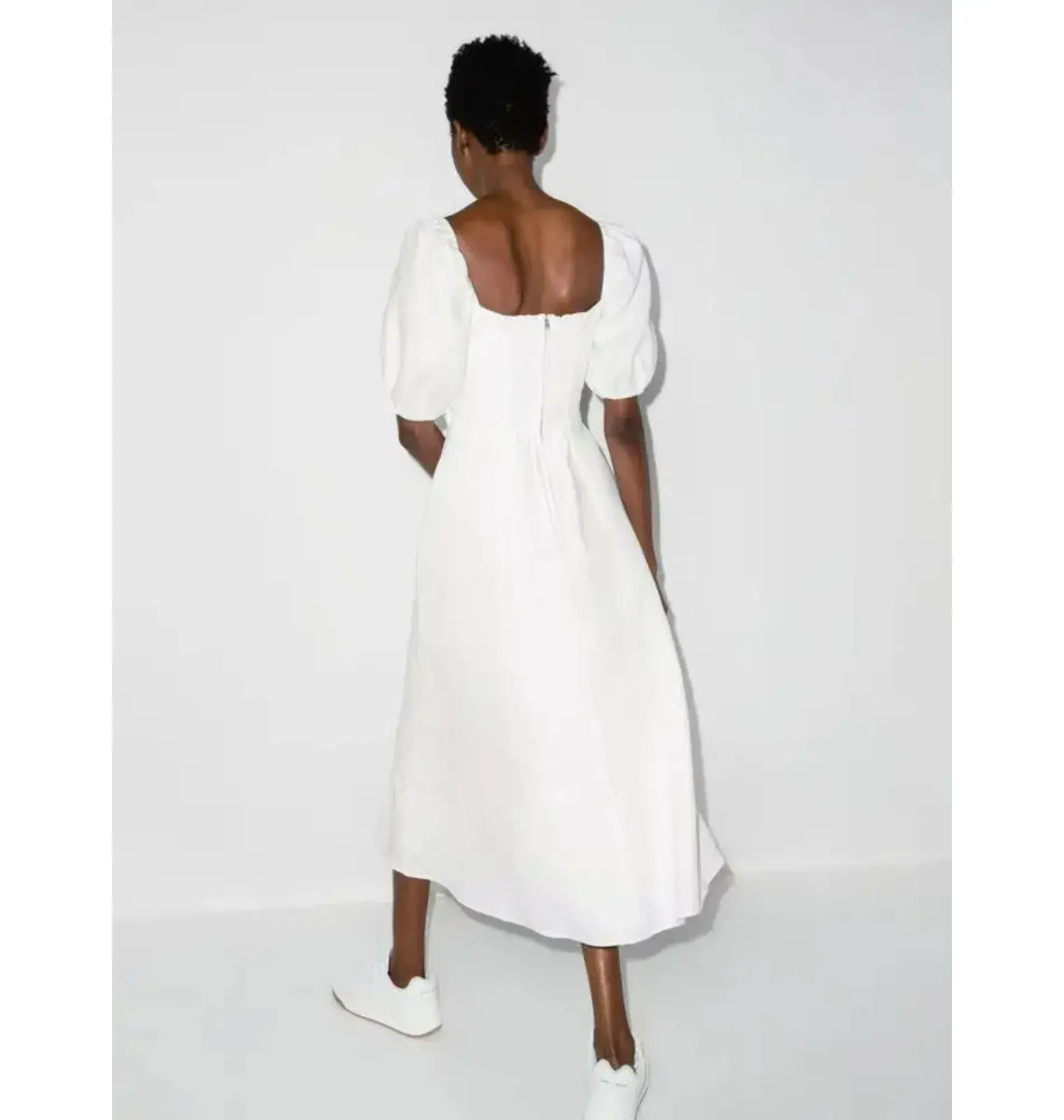 Reformation Pompano Linen Dress White Size UK 12 - Image 2