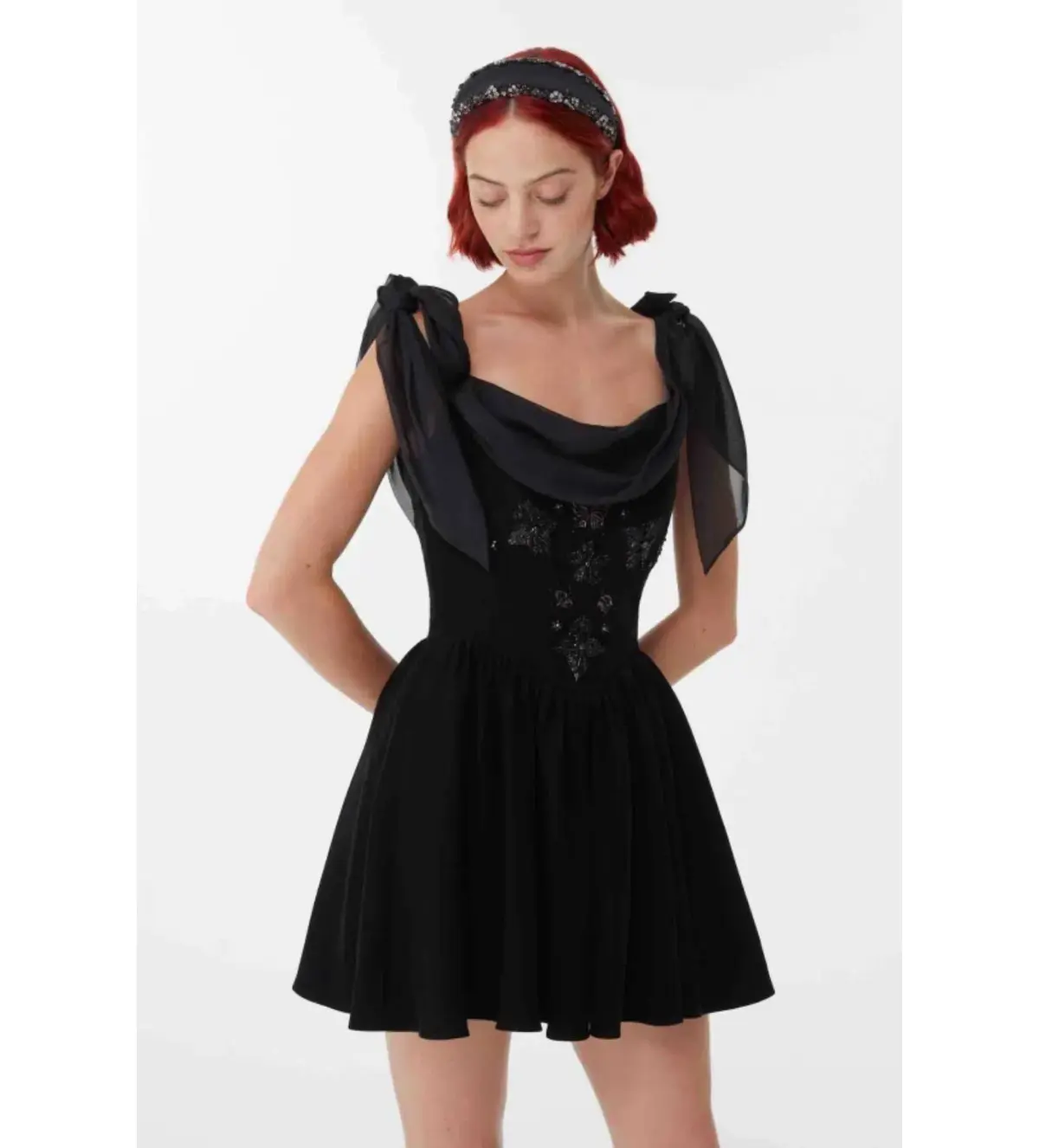 Clio Peppiatt Iris Crystal Dress Black Size 8  - Image 2