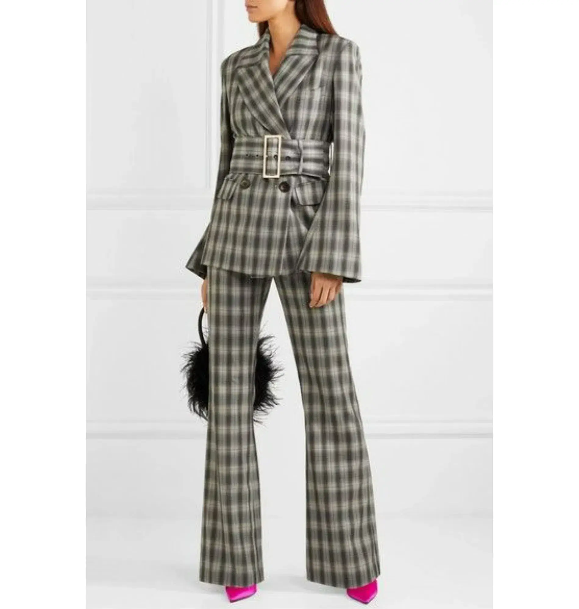 16arlington Jaclyn Belted Blazer Checked Size UK 12 - Image 1