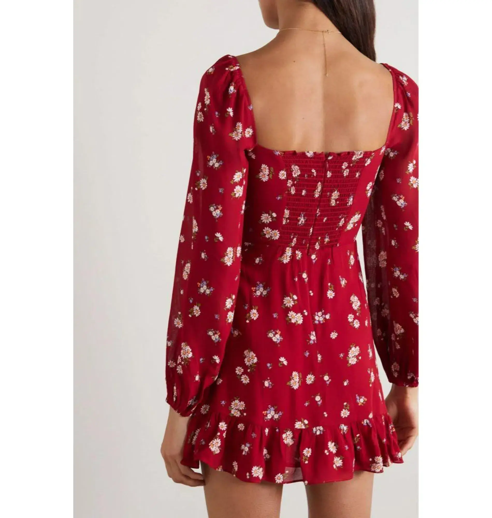 Reformation Cammi Mini Dress Red Floral Size UK 12 - Image 2