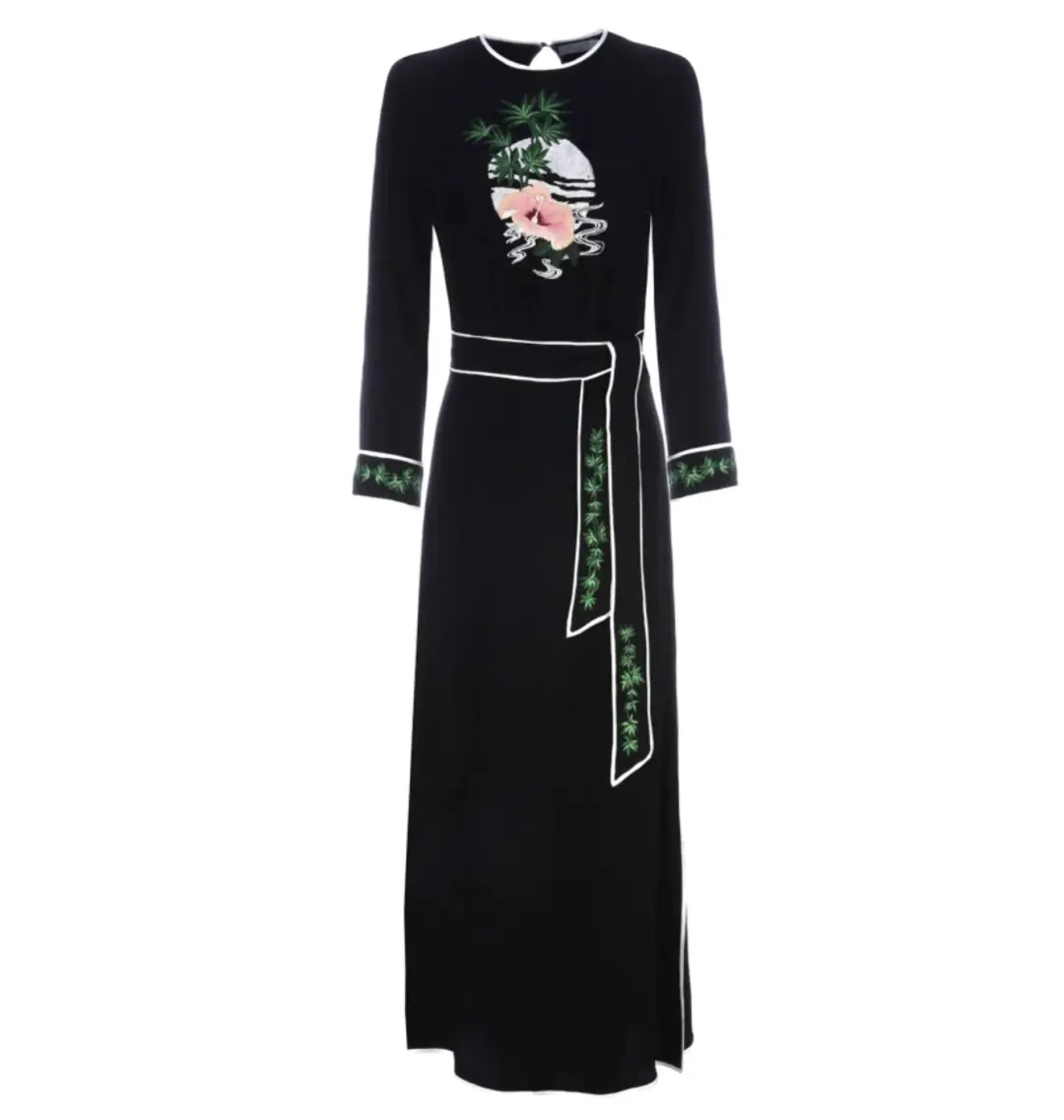 Rixo Tiger Moon Midi Dress Black Size UK 10 for rent on The Volte - main image