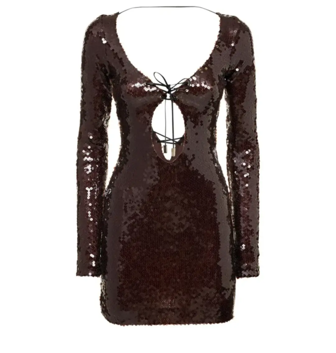 16arlington Solarium Mini Dress  Brown Size UK 10 for rent on The Volte - main image