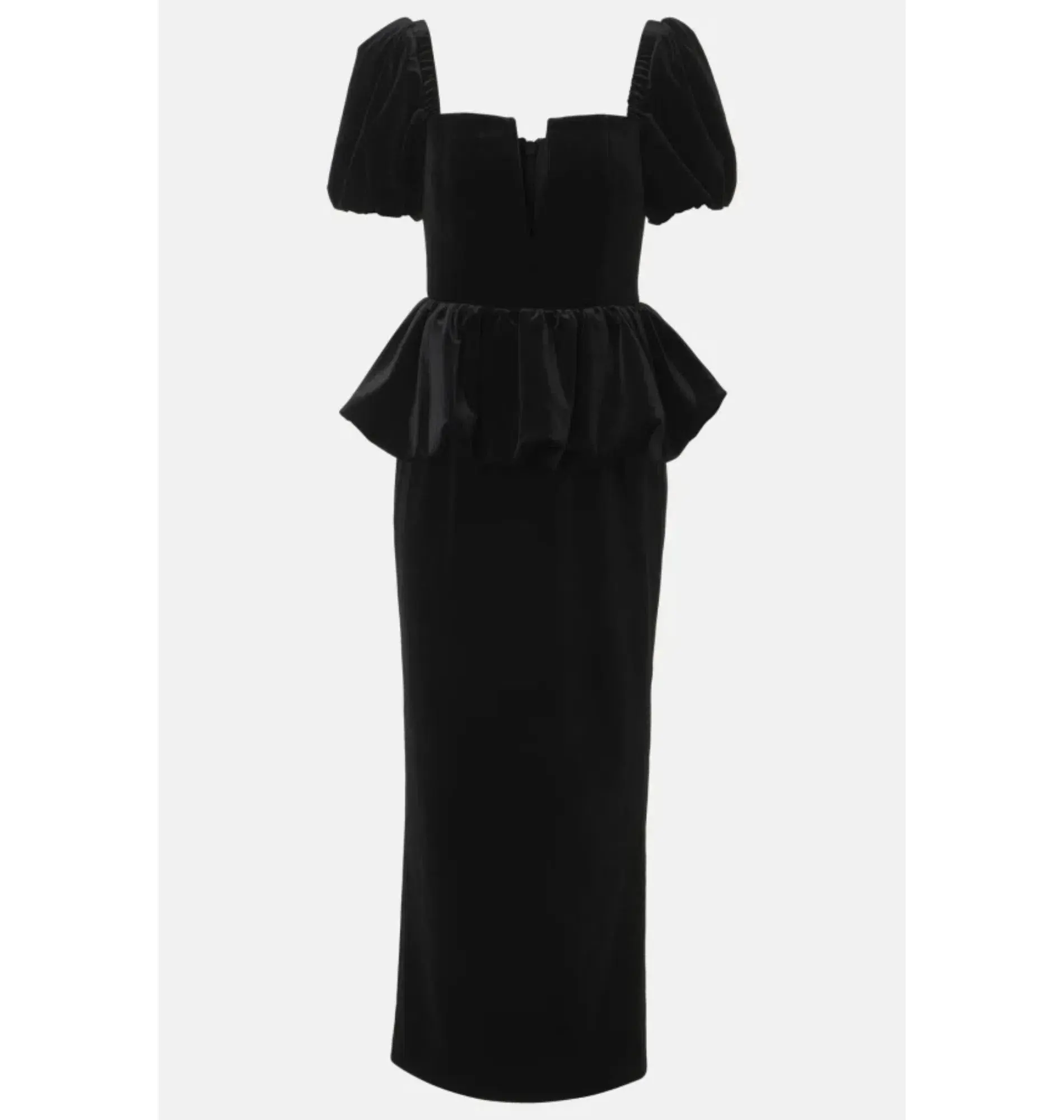 Self Portrait Peplum Velvet Puff Sleeve Dress Black Size UK 10 - Image 6