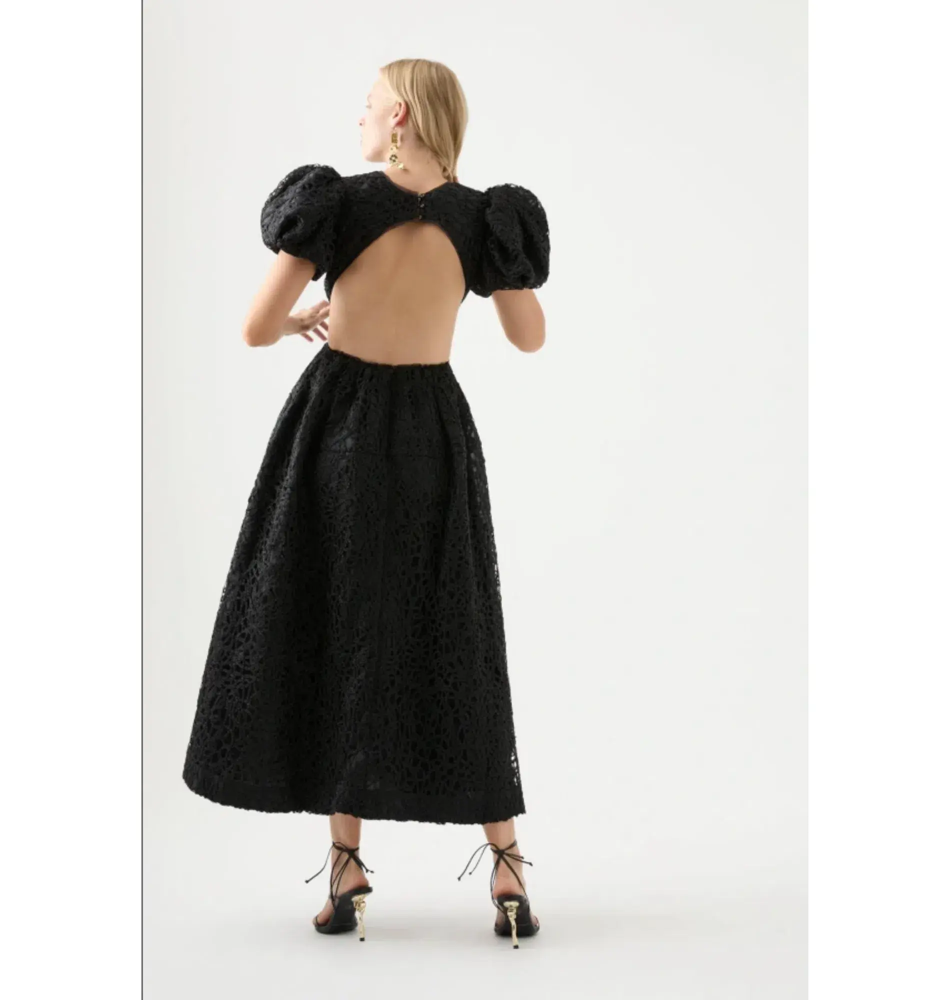Aje Patina Embroidered Midi Dress Black Size UK 12 - Image 3