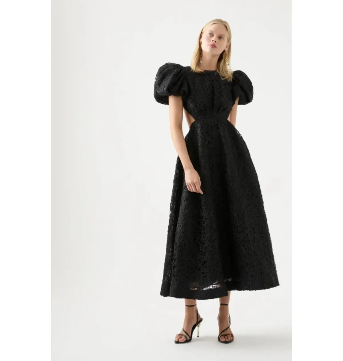 Aje Patina Embroidered Midi Dress Black Size UK 12 - Image 1