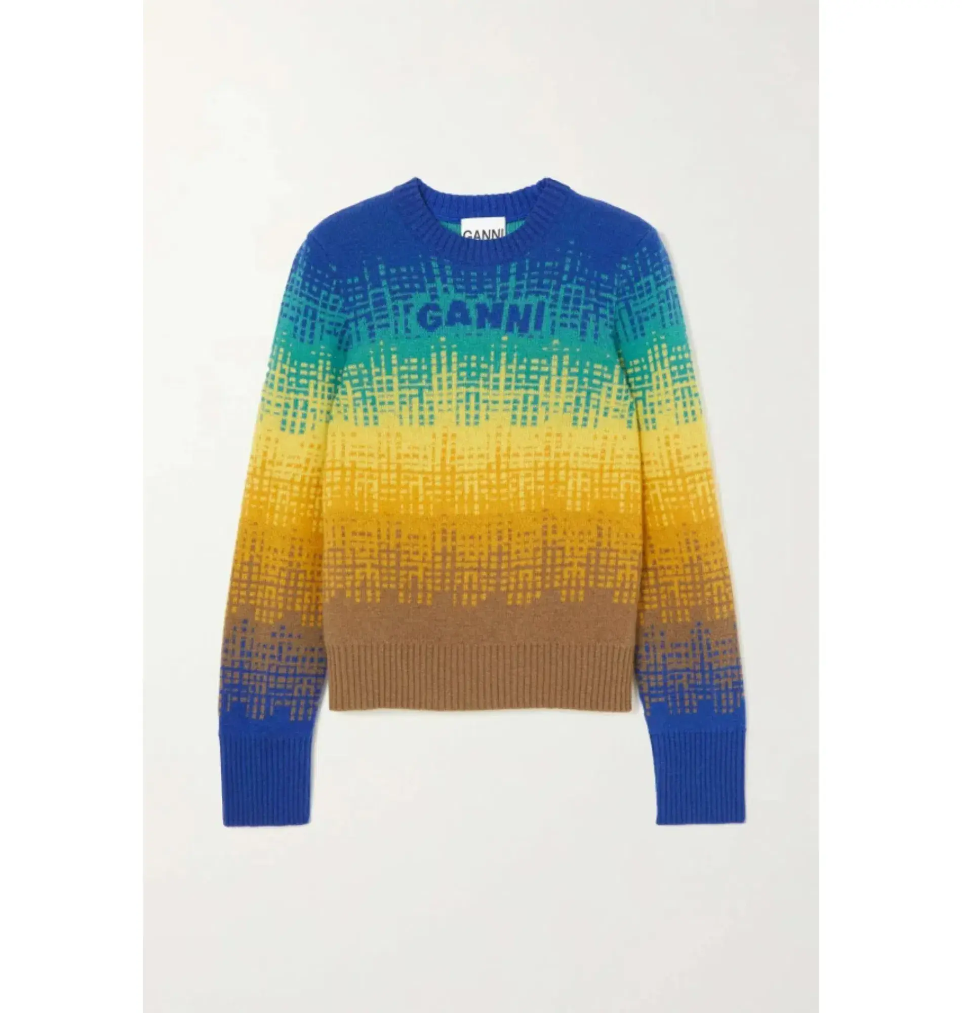 Ganni Intarsia Knit Jumper Blue Size UK 10 - Image 3