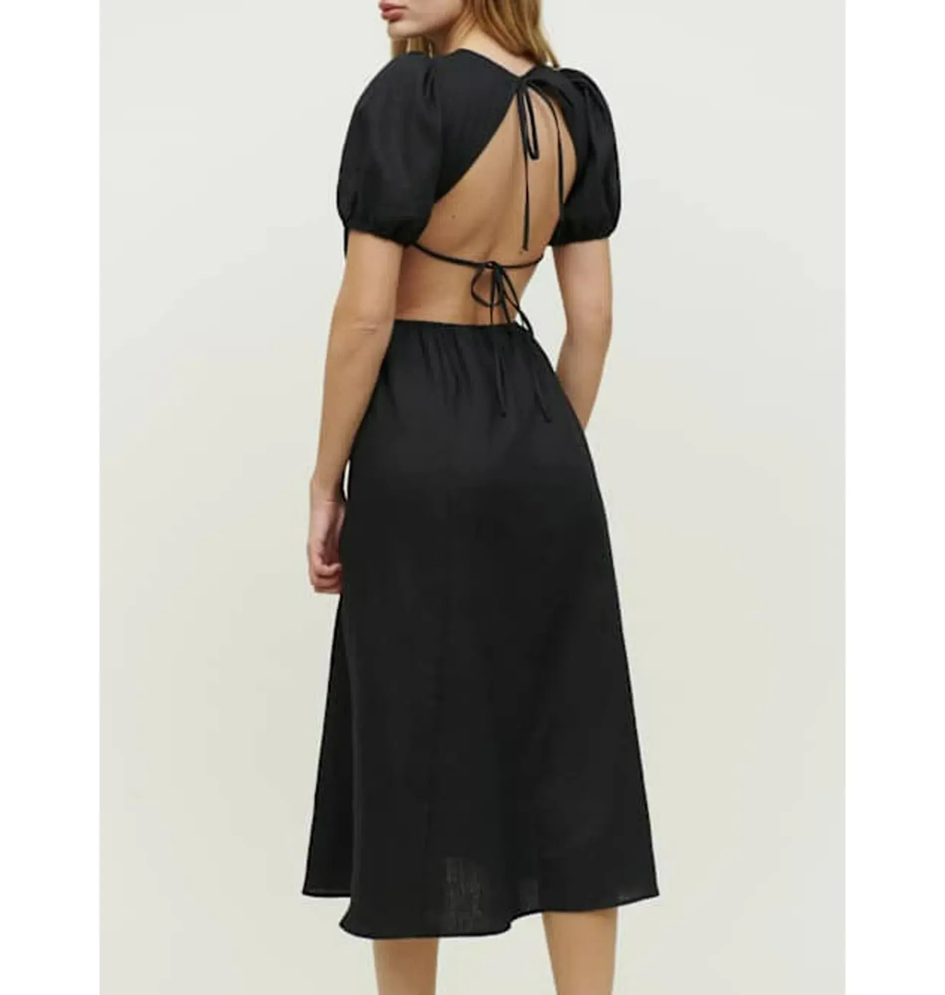 Reformation Anneliese Backless Dress Black Size UK 12 - Image 3