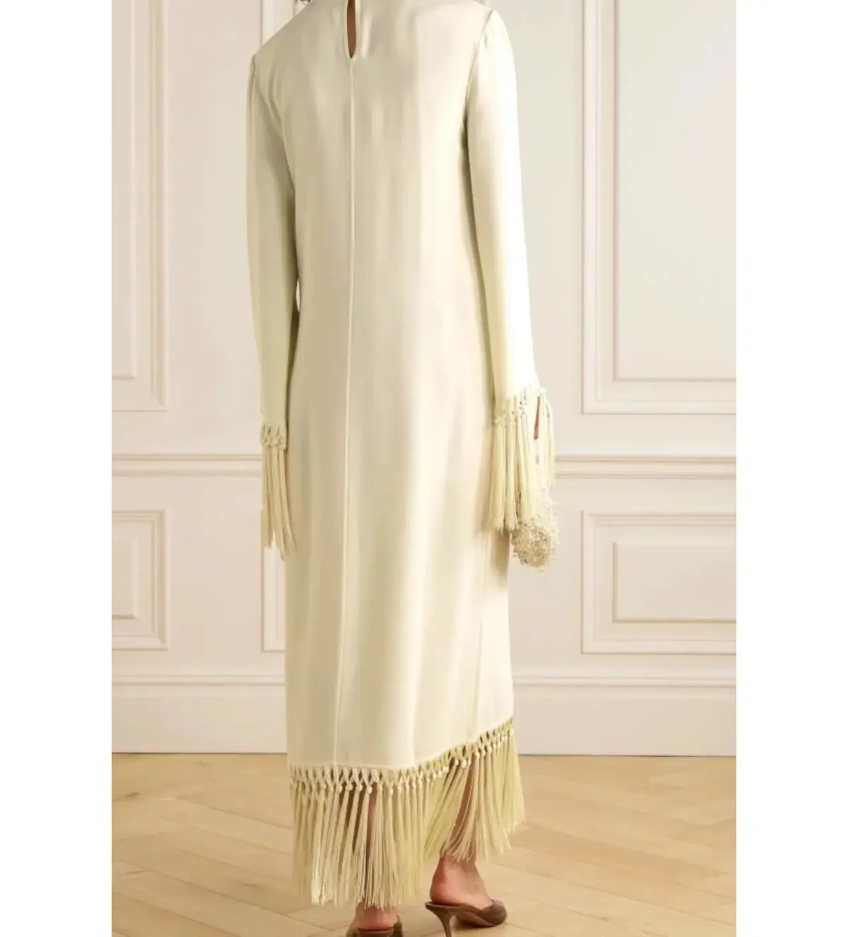 Taller Marmo Claudia Venti Fringed Dress Cream Size 10  - Image 3