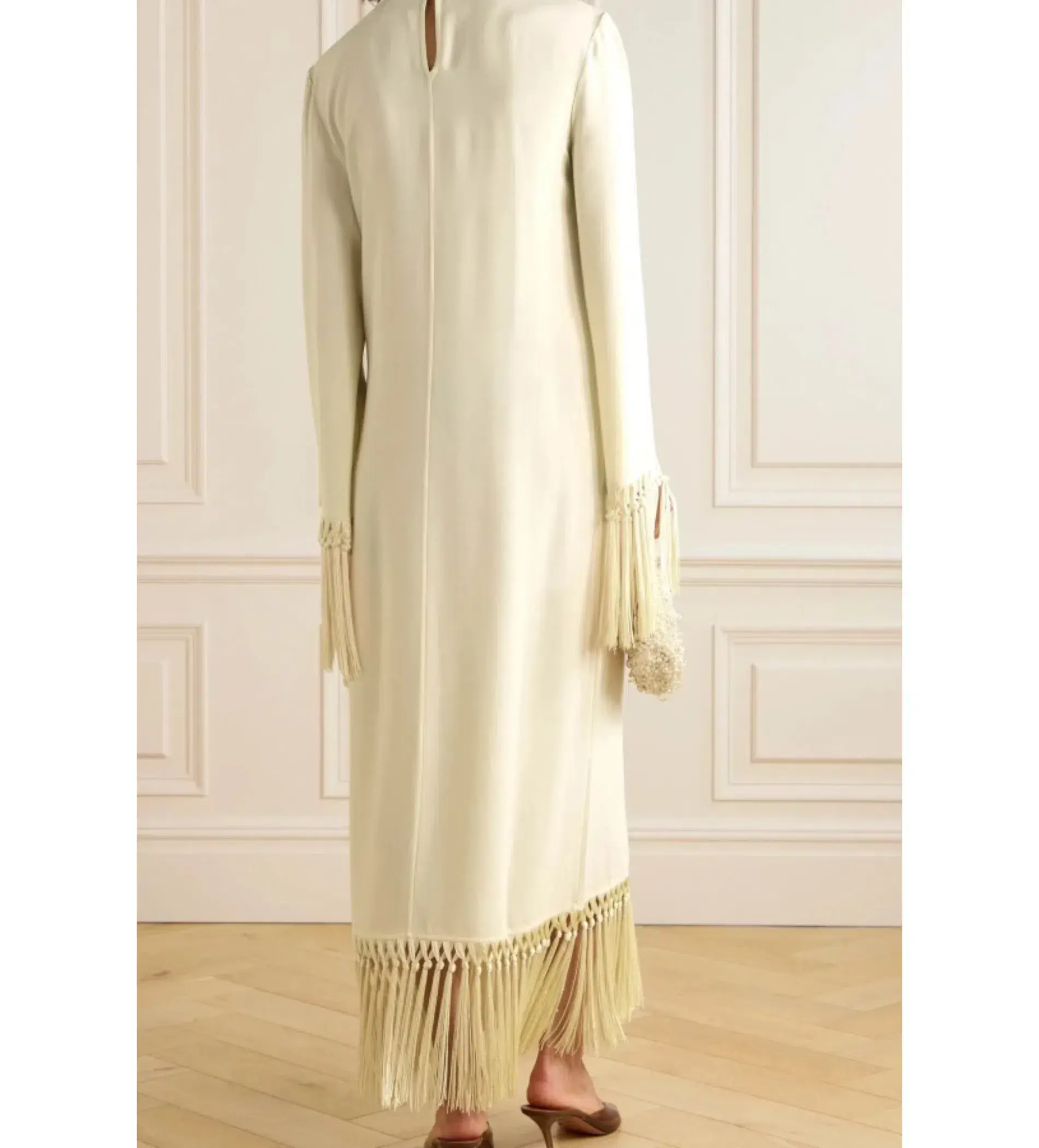 Taller Marmo Claudia Venti Fringed Dress Cream Size 10  - Image 3