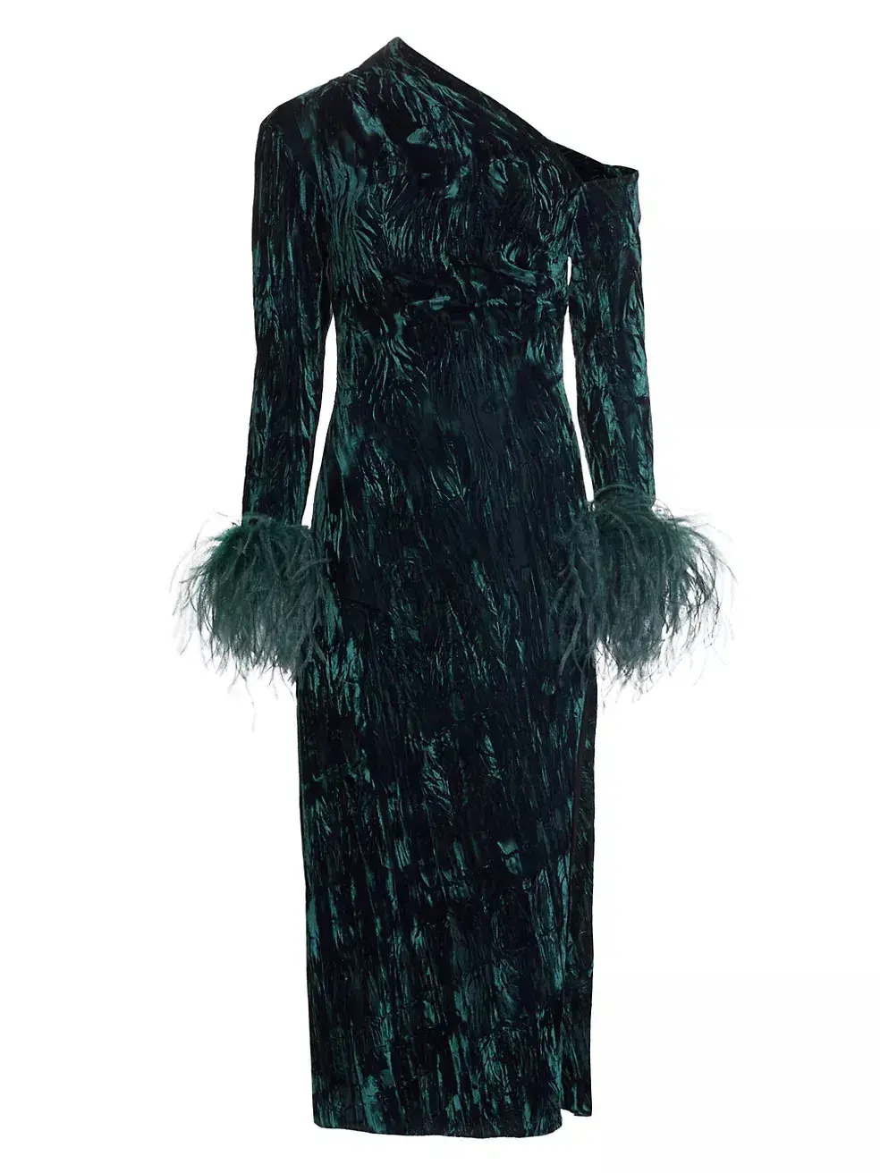 16Arlington Adelaide Velvet Feather Midi Dress Teal Size UK 12 - Image 5