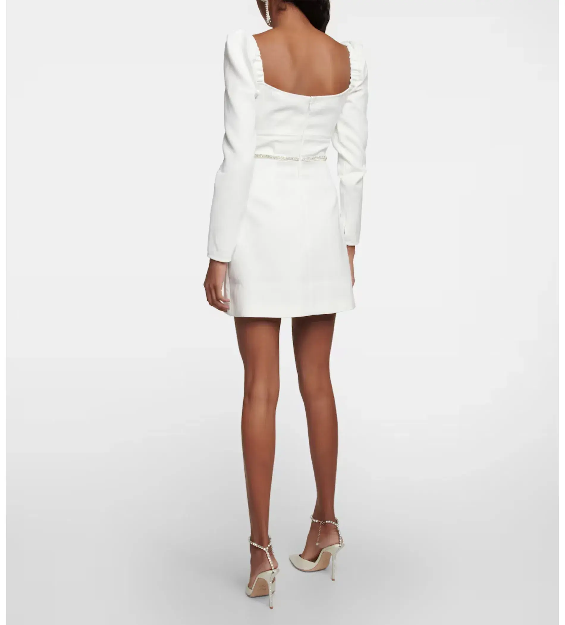 Self-Portrait Embellished long-sleeve Mini Dress White Size 8 - Image 1