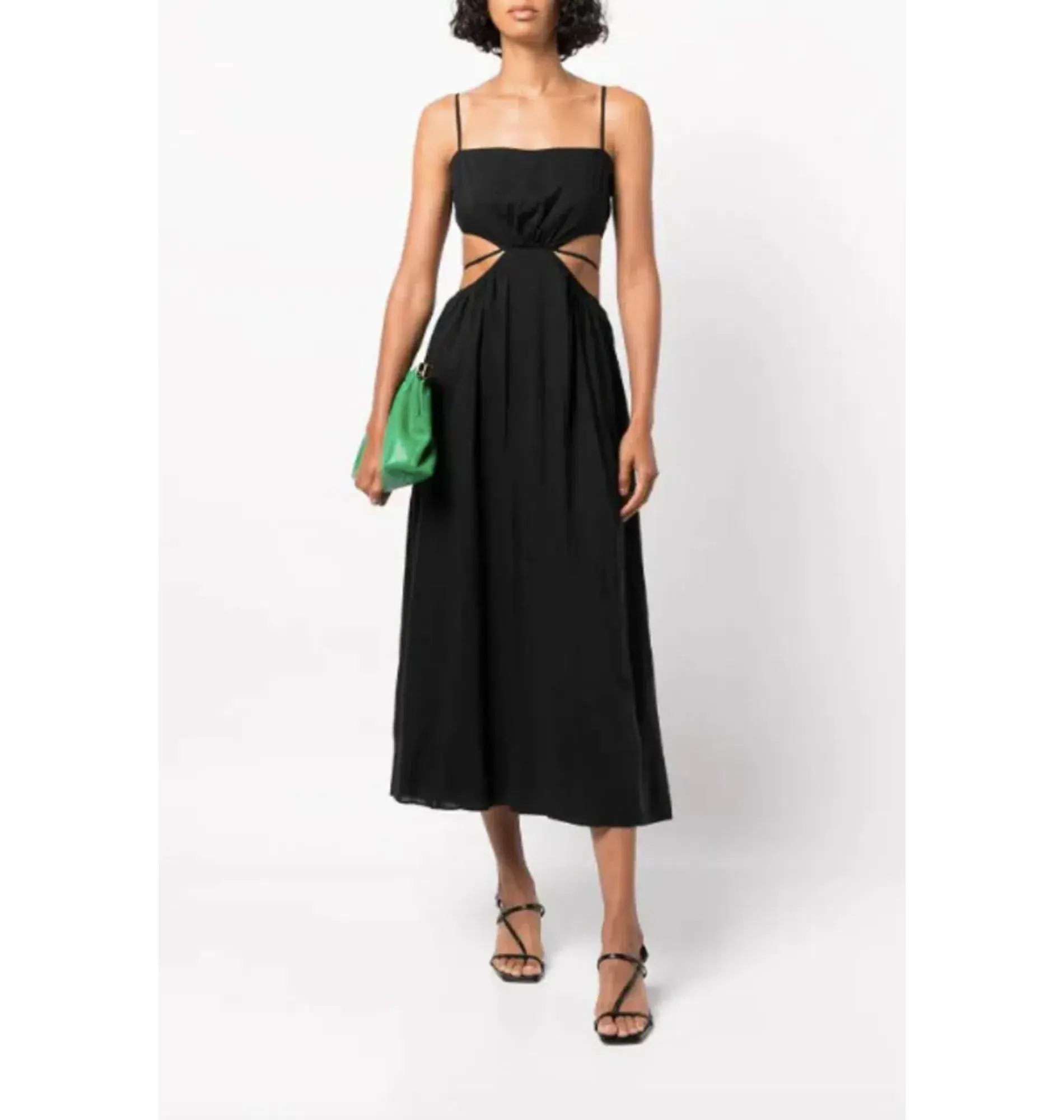Reformation True Cut Out Midi Dress Black Size UK 12 - Image 1