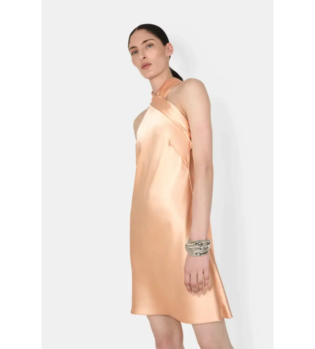 Galvan Pandora Halter Neck Mini Dress Peach Size 12  for rent on The Volte - main image