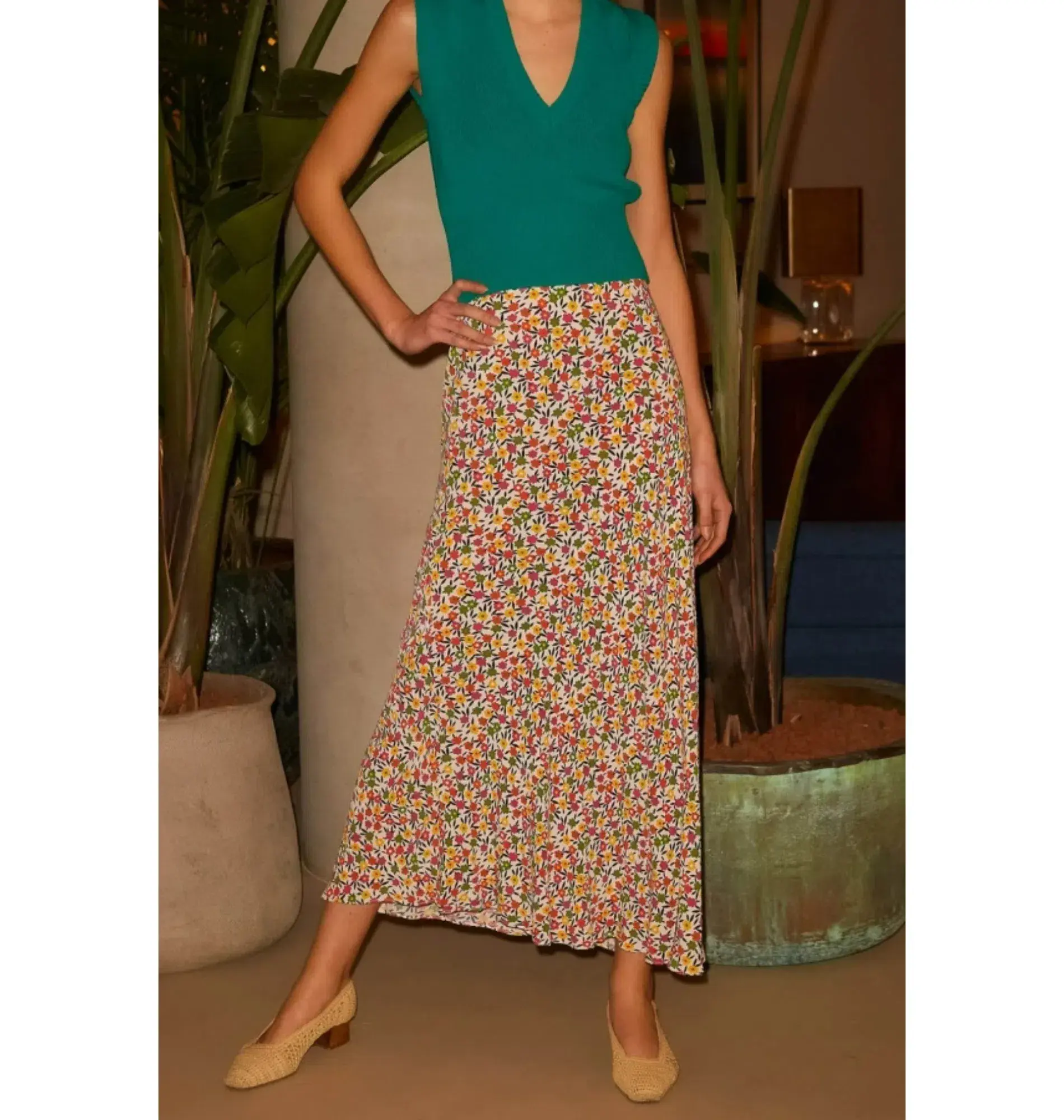 Rixo Kelly Slip Skirt Floral Size UK 10 - Image 1