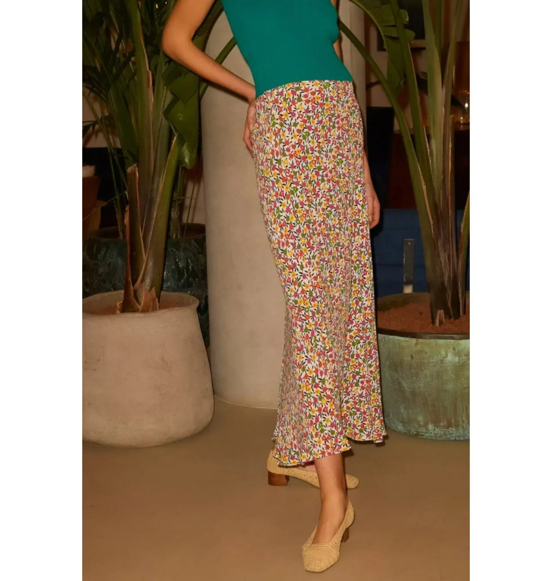 Rixo Kelly Slip Skirt Floral Size UK 10 - Image 2