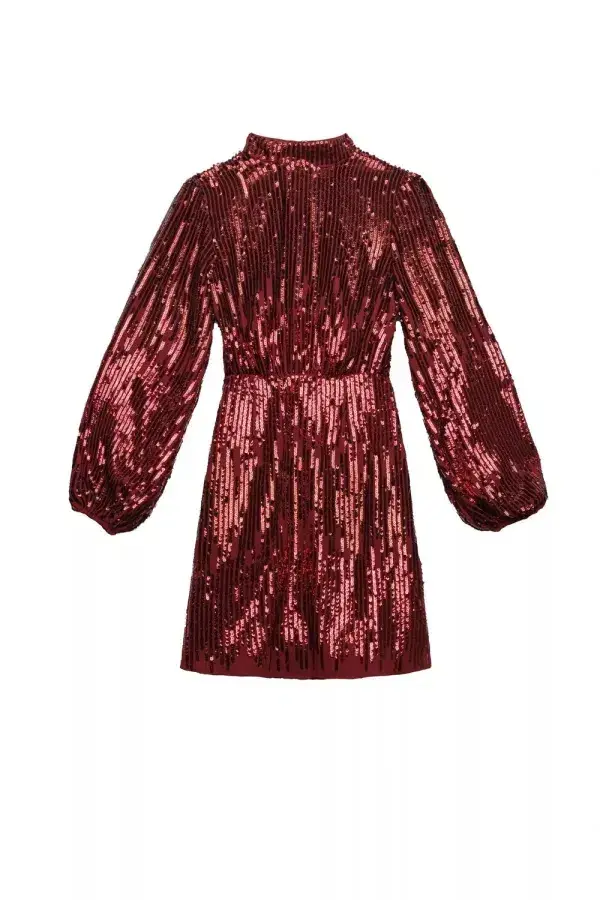 RIXO Samantha Mini Dress Maroon Size UK 12 - Image 4